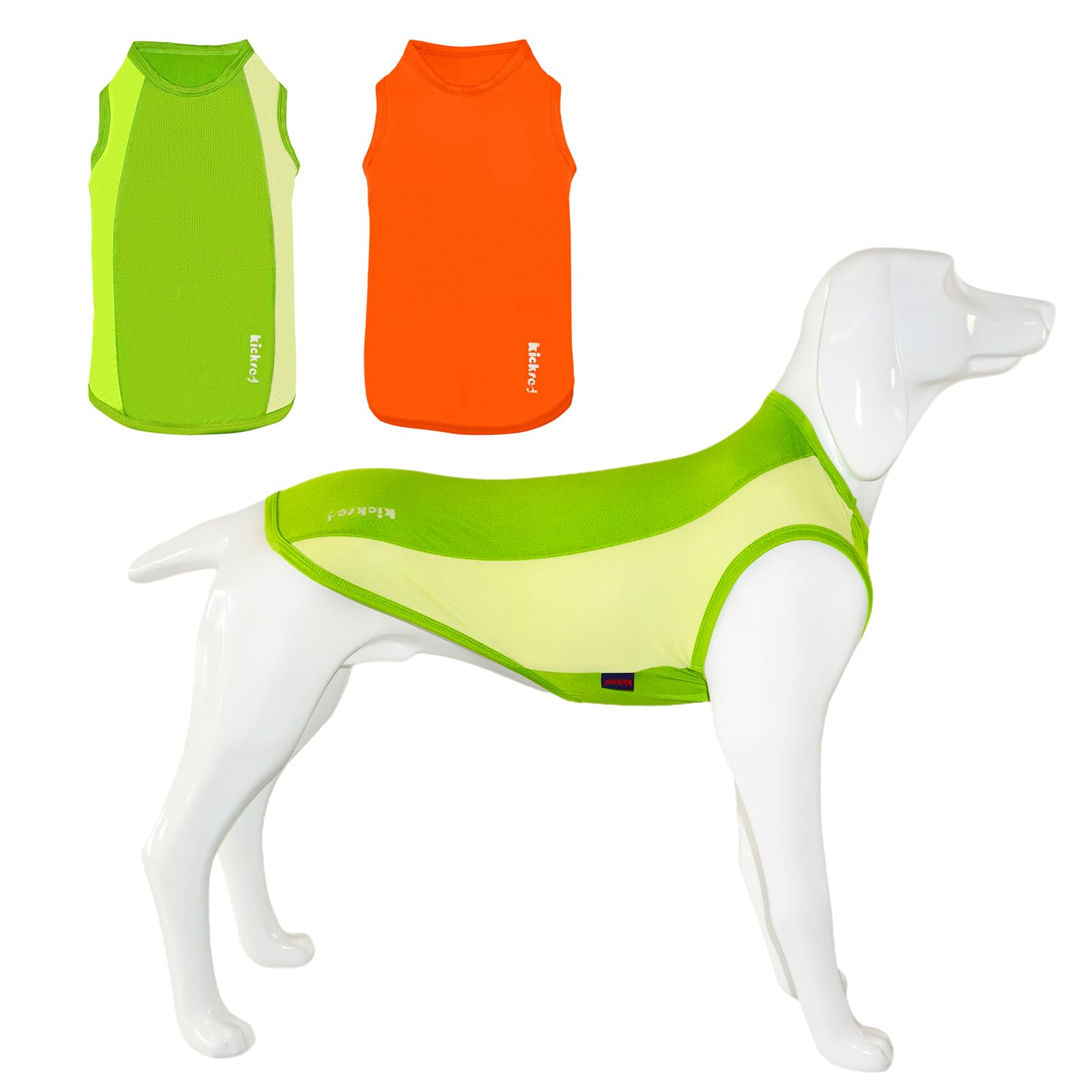 【送料無料】Kickred 犬服 夏用 メッシュ Tシャツ ひんやり 熱中症対策 ペット服 クールベスト 接触冷感 吸水速乾 ドッグウェア タンクトップ 袖無し 柔らかい生地 通気 UVカット 日焼き防ぐ 皮膚保護 中型犬 大型犬 部屋着 散歩着 2枚入り