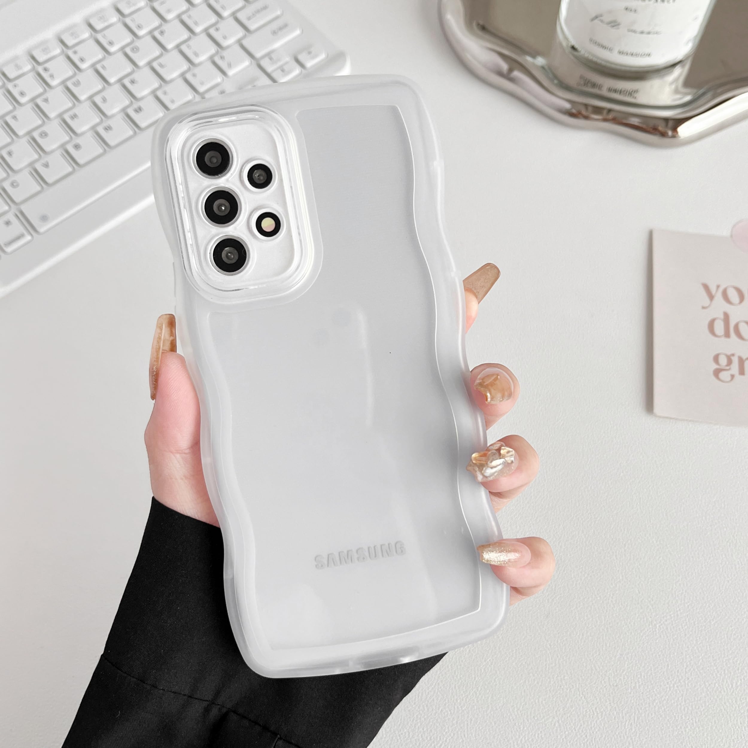 【送料無料】ZTOFERA Samsung Galaxy A53 5G ケース用、クリア透明可愛いうねうね波状フレームおしゃれデザイン、ソフトTPU滑り止め傷..