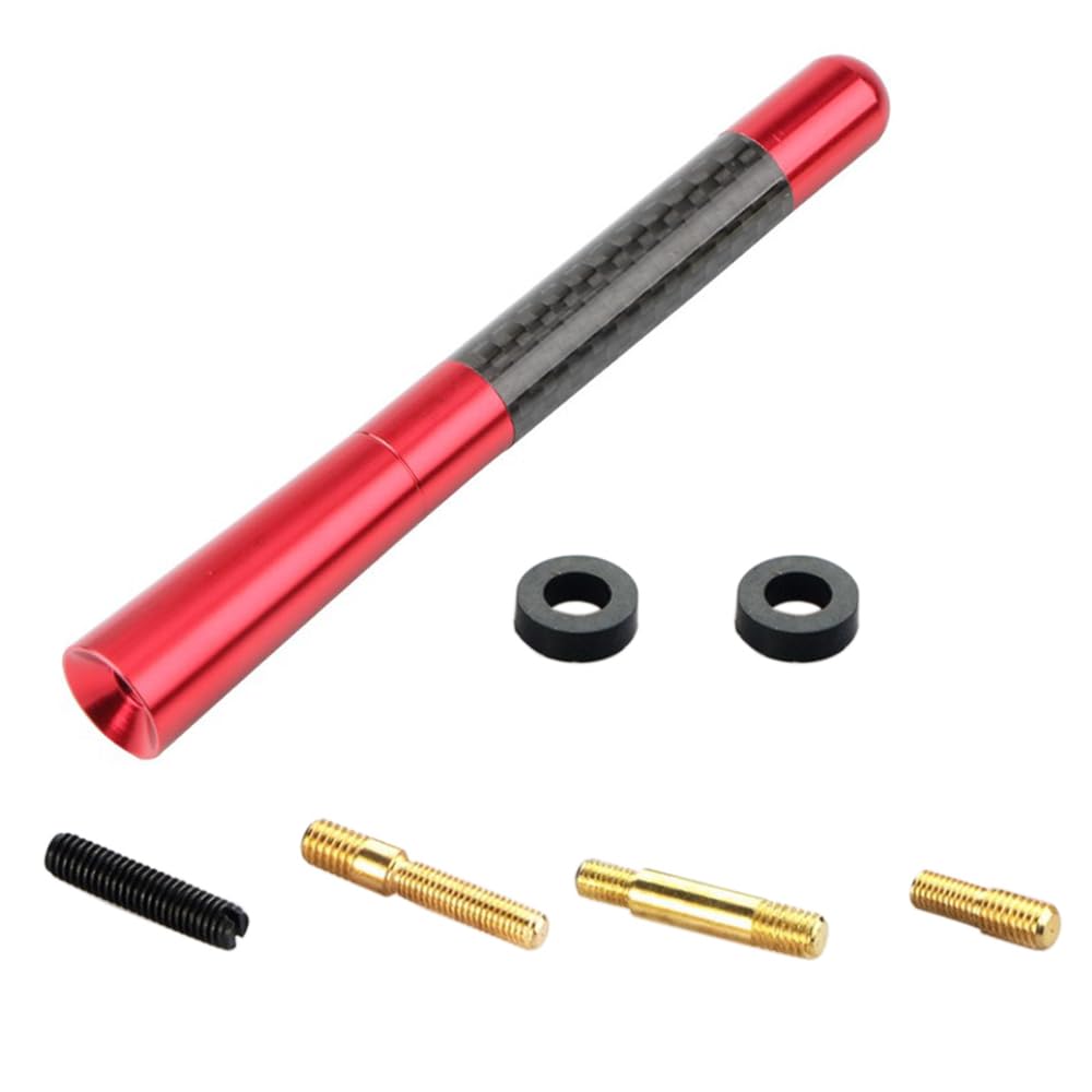 【送料無料】LIKENNY 車アンテナ ショートアンテナ ラジオアンテナ カーボンアンテナ 車用 AM/FM アンテナ（レッド /12cm) 汎用 高感度