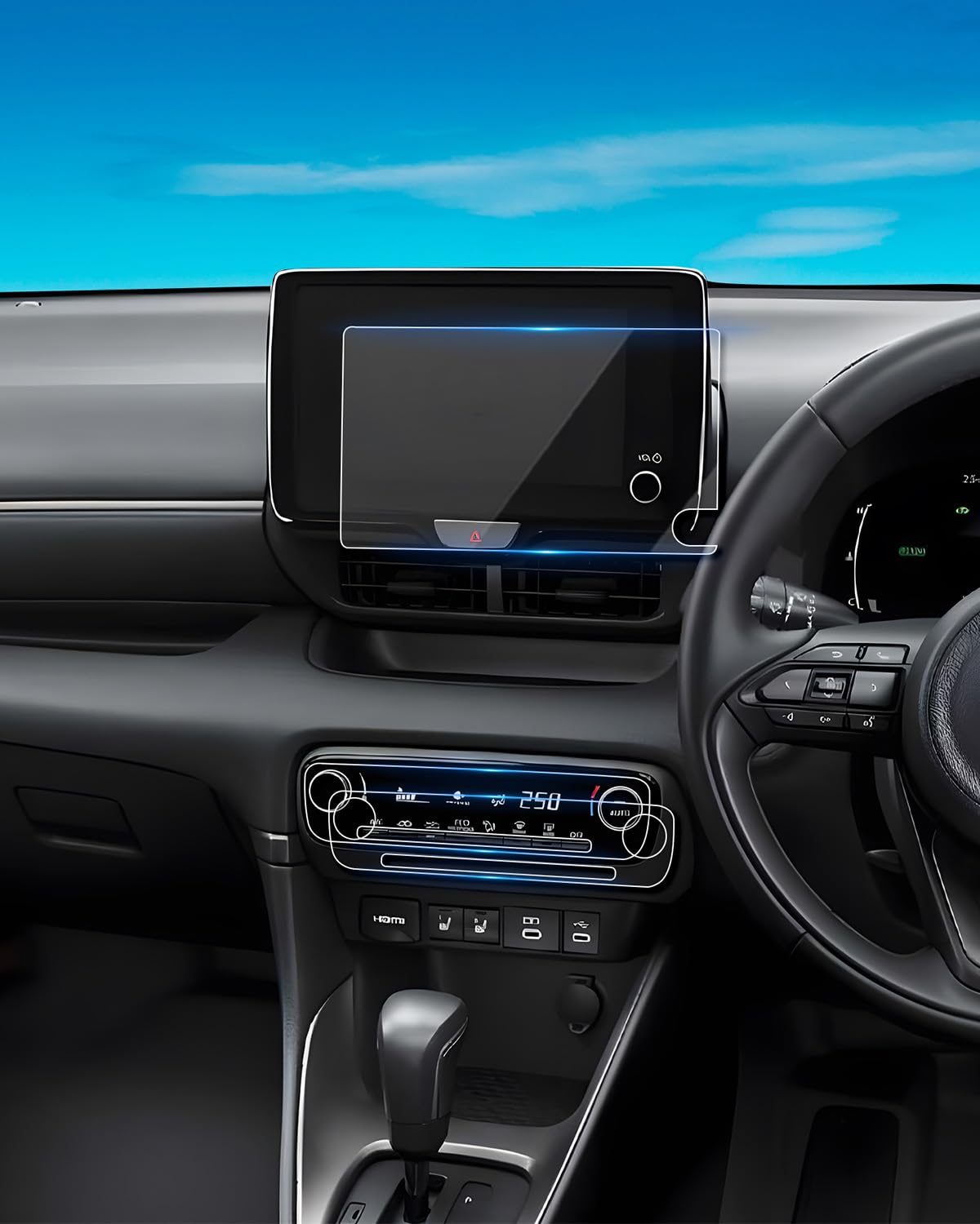 商品情報商品の説明主な仕様 「適用車種」新型 トヨタ ヤリス Yaris 改良モデル (2024.1~現行) ※セット内容： 8インチ ナビ(強化ガラス1枚)+エアコンパネル(PET製2枚) 保護フィルム「特徴」：HDクリア、キズ防止最適、自己吸着タイプ、気泡なし、9H硬度、貼り付けも簡単、ARコーティング、疎油性、撥水性、飛散防止、汚れ防止「0.33mm極薄」：更に滑らかな手触りを提供して、スムーズな操作体験は本体の手触りをそのままに感じできます「同梱発送」：ナビ強化ガラス保護フィルムx1、エアコンパネルPET製保護フィルムx2、固定用シールx3、ホコリ取りシートx3、マイクロファイバークロスx3、取付説明書x3br【安心サービス】弊社の保護フィルムは3年間の安心が付き、3年間以内に何にか不具合・不良があれば無償交換または全額などのサービスを提供致しますので、ご安心してお買い求めください。製品に何か不明点がありましたら、ご連絡頂ければ迅速に対応させて頂きますので、いつでもお気軽にメールでご連絡ください。