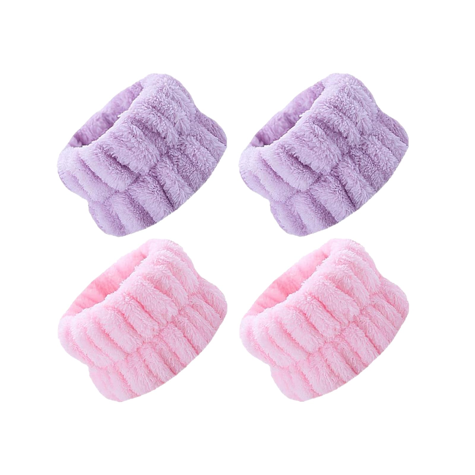 【送料無料】Anboli 手首 タオル リストバンド ふわふわ ウォッシュバンド おしゃれ 手首 バンド 洗顔用 タオルリスト 伸縮性 2ペア入り 吸水性 速乾 柔らかい かわいい 袖濡れ防止 防水 汗対策用 汗止めバンド 吸水 多機能 子供 家事 男女兼用 (パープルとピンク)