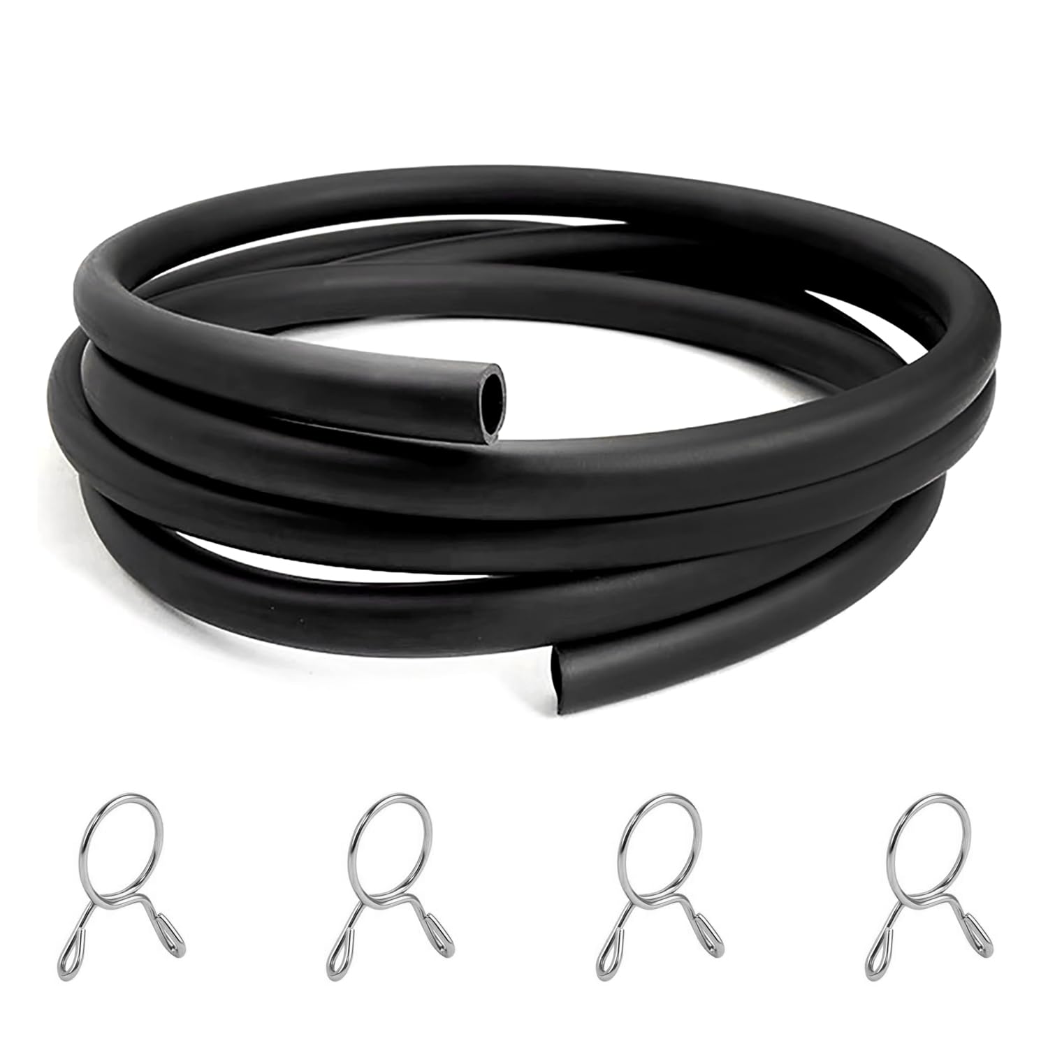 【送料無料】燃料ホース ゴムホース ガソリンホース 内径4mm 外径8mm 全長1m ゴム製 耐熱性 耐油性 耐食性 カラビナ4個付き バイク 自動車 芝刈り機などに最適