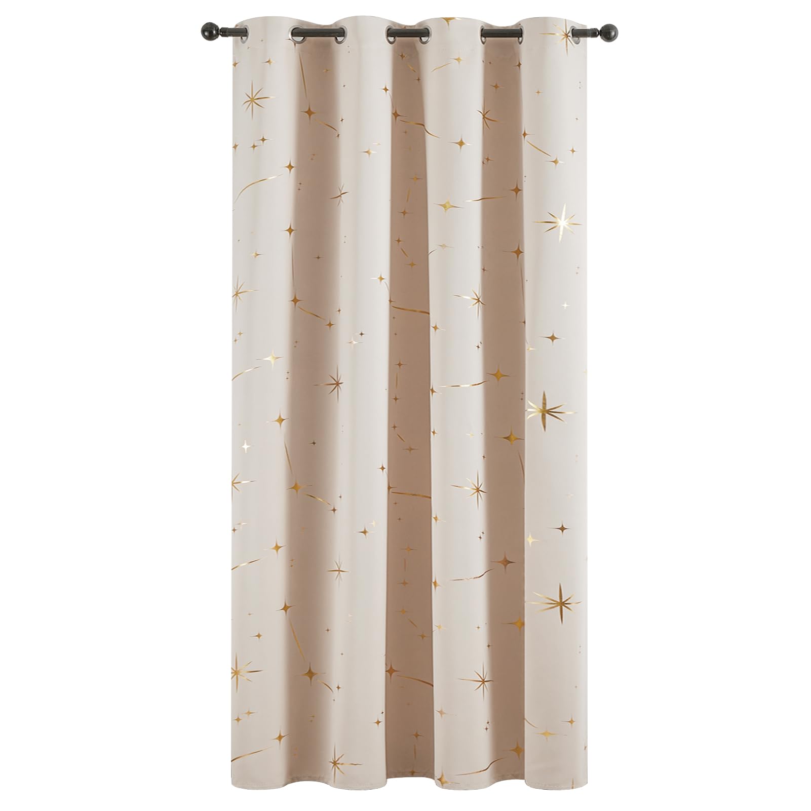 【送料無料】Topfinel のれん 間仕切りカーテン 断熱 カーテン 遮光 星柄 箔プリント 幅100cm 丈180cm 1枚入り ベージュ ハトメ型 突っ張り棒 カーテン 仕切りカーテン ドアカーテン 目隠し 玄関 キッチン リビング