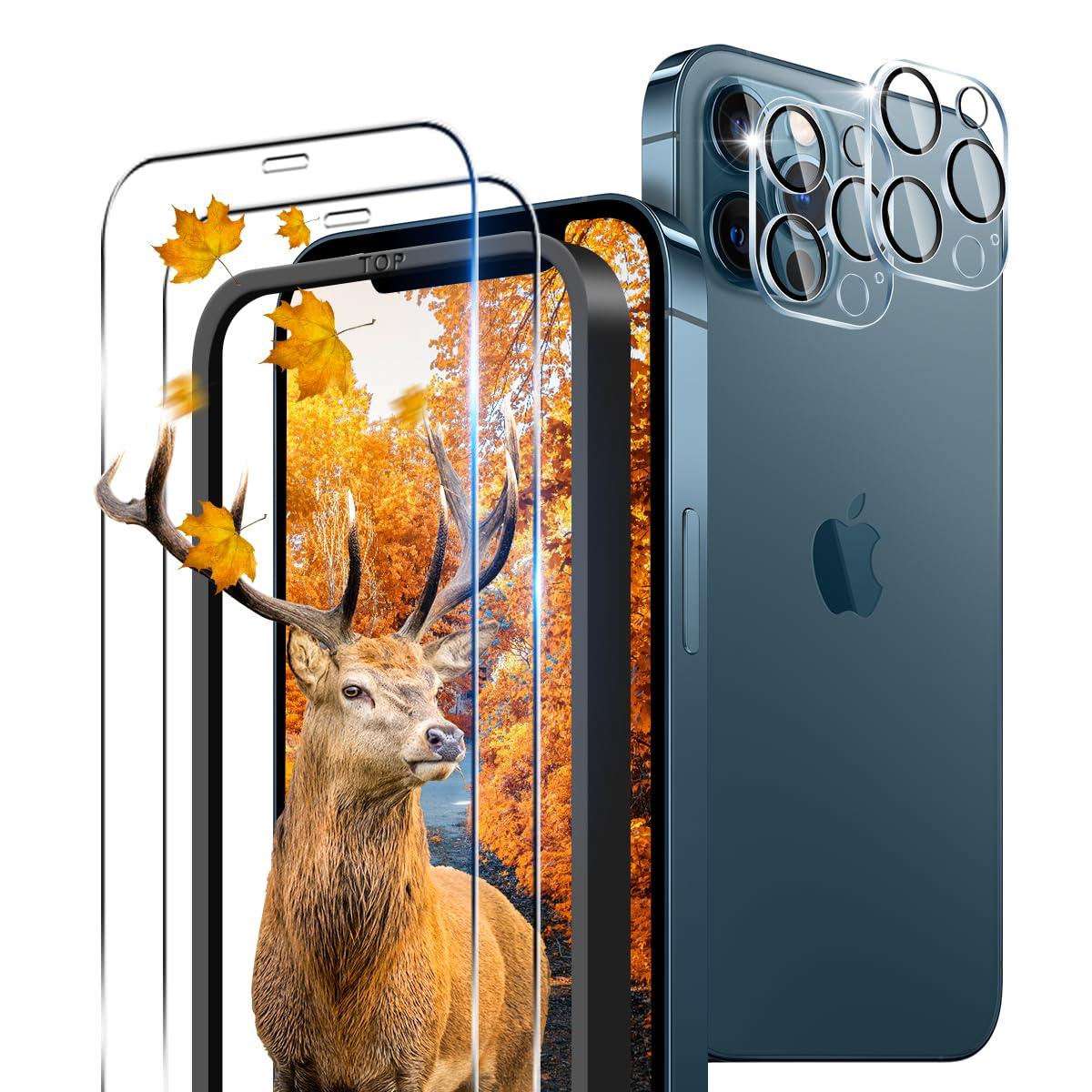 【送料無料】【2+2枚セット ガイド枠付き】 用 iPhone 12 Pro ガラスフィルム 2枚  ...