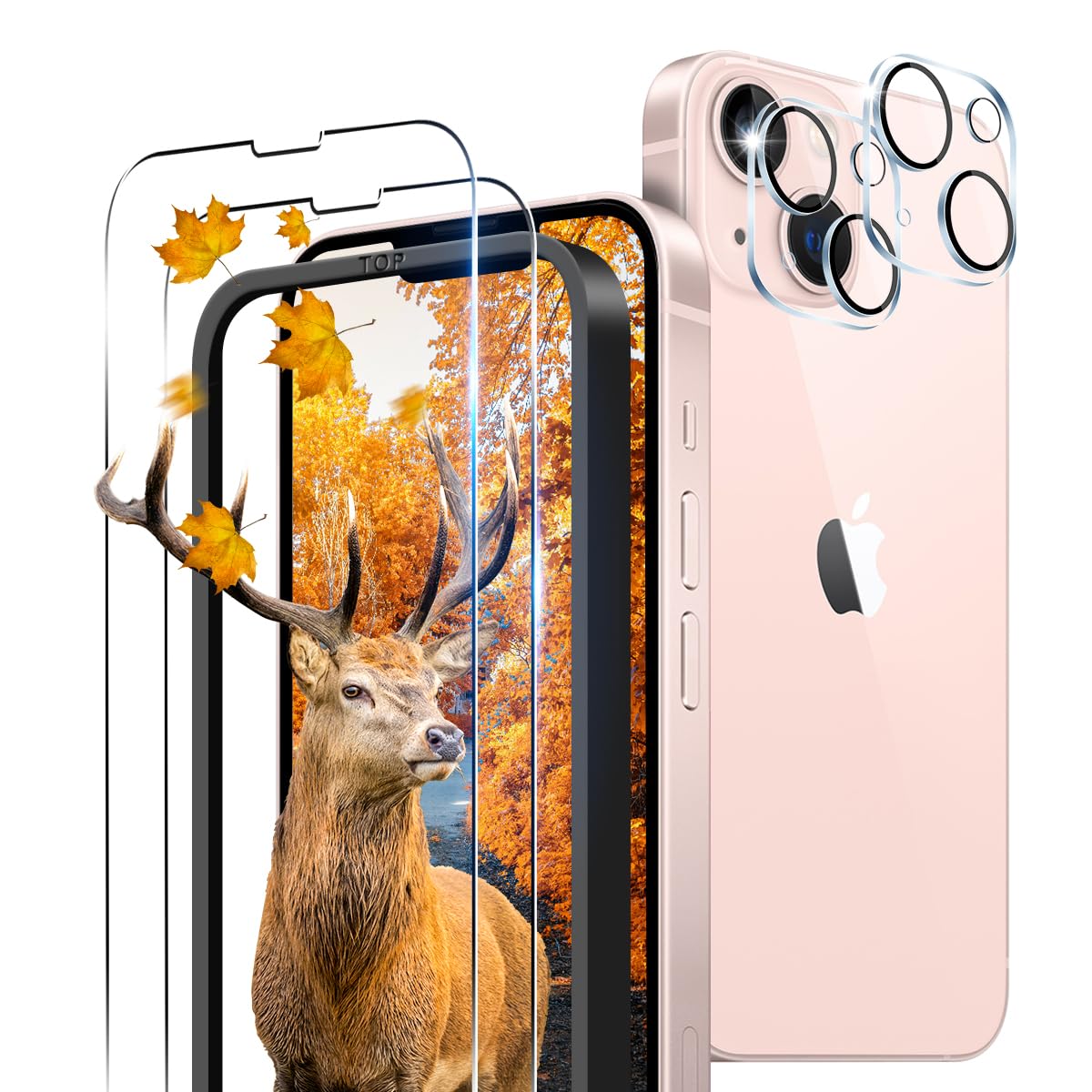 【送料無料】【2+2枚セット 指紋認証対応】 ガイド枠付き 用 iPhone 13 ガラスフィルム  ...