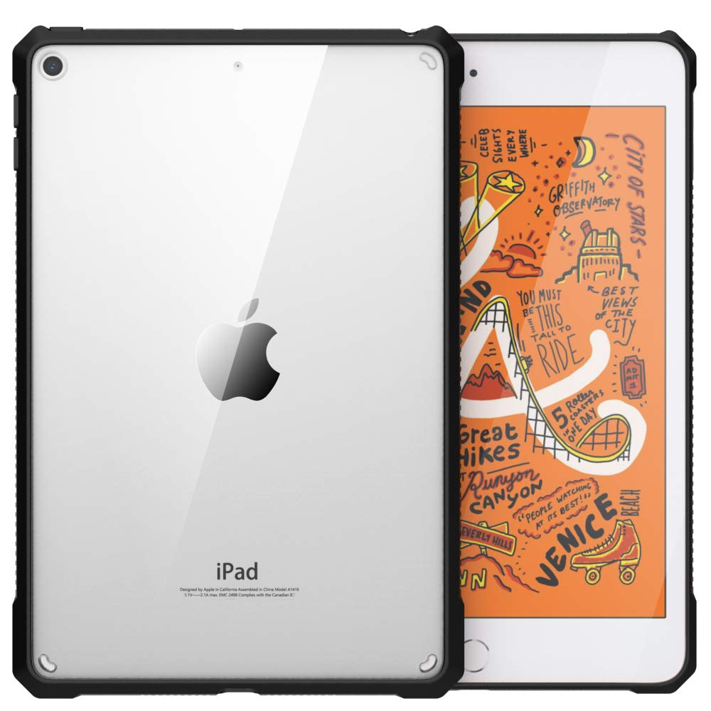 【送料無料】iPad Mini 5 ケース MoKo iPad mini 第五世代 7.9インチ 2019専用 クリアケース TPU枠+PCシェル 衝撃吸収 擦り傷防止 精密設計 薄型 枠ブラック 透明ケース