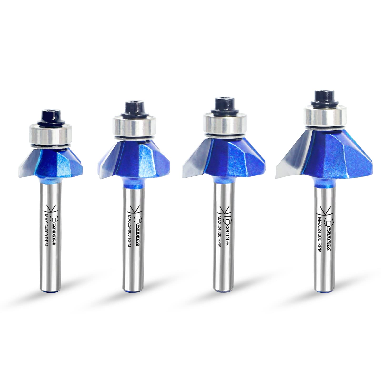 【送料無料】CSOOM Pro 4本入 45°面取りビット 角面ルータービット 軸部6mm 超硬トリマ ルータービット..