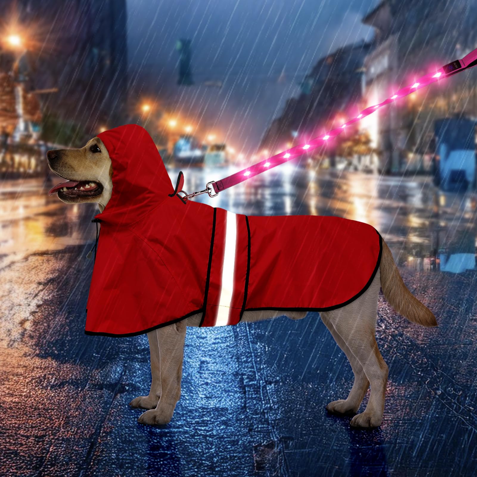 【送料無料】Weesiber 犬 レインコート ペットレインコート カッパ 100%の防水生地 夜間反射 帽子付 梅雨対策 防雪 防風 通気 軽量 調節可能な ...