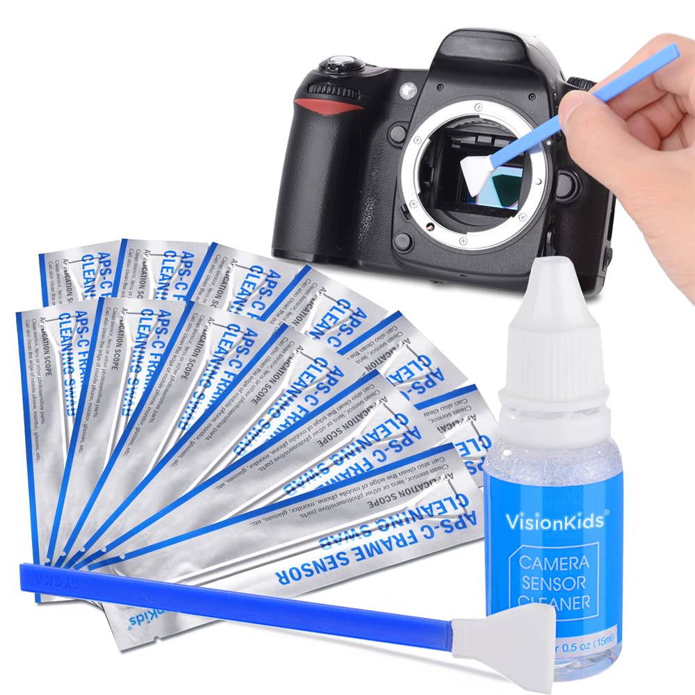 【送料無料】Visionkids カメラクリーニング用品 12個APS-Cセンサースワブ+15mlクリーナーセット お手..