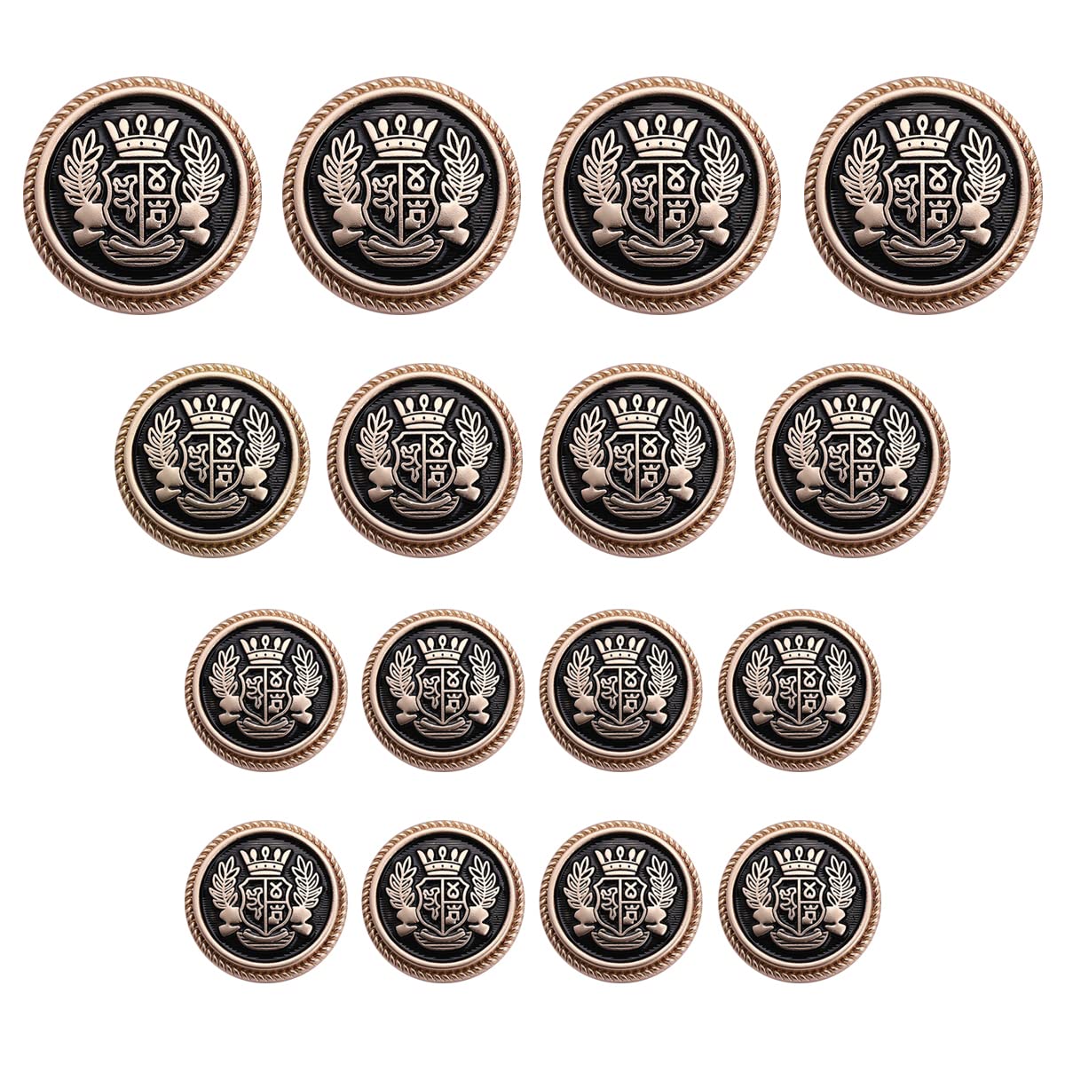 【送料無料】ブレザー ボタン 16個セット 直径15mm/20mm/25mm メタルボタン 交換 補修 学生服/スーツ/コートなど 洋服用 アクセサリー DIY...