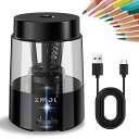 【送料無料】ZMOL電動鉛筆削り、ポータブル鉛筆削りキッズ、高速シャープにアップグレードされたブレード、2号/色鉛筆(6~8ミリメートル)、学校/教室/オフィス/家庭用オートストップ(ブラック)