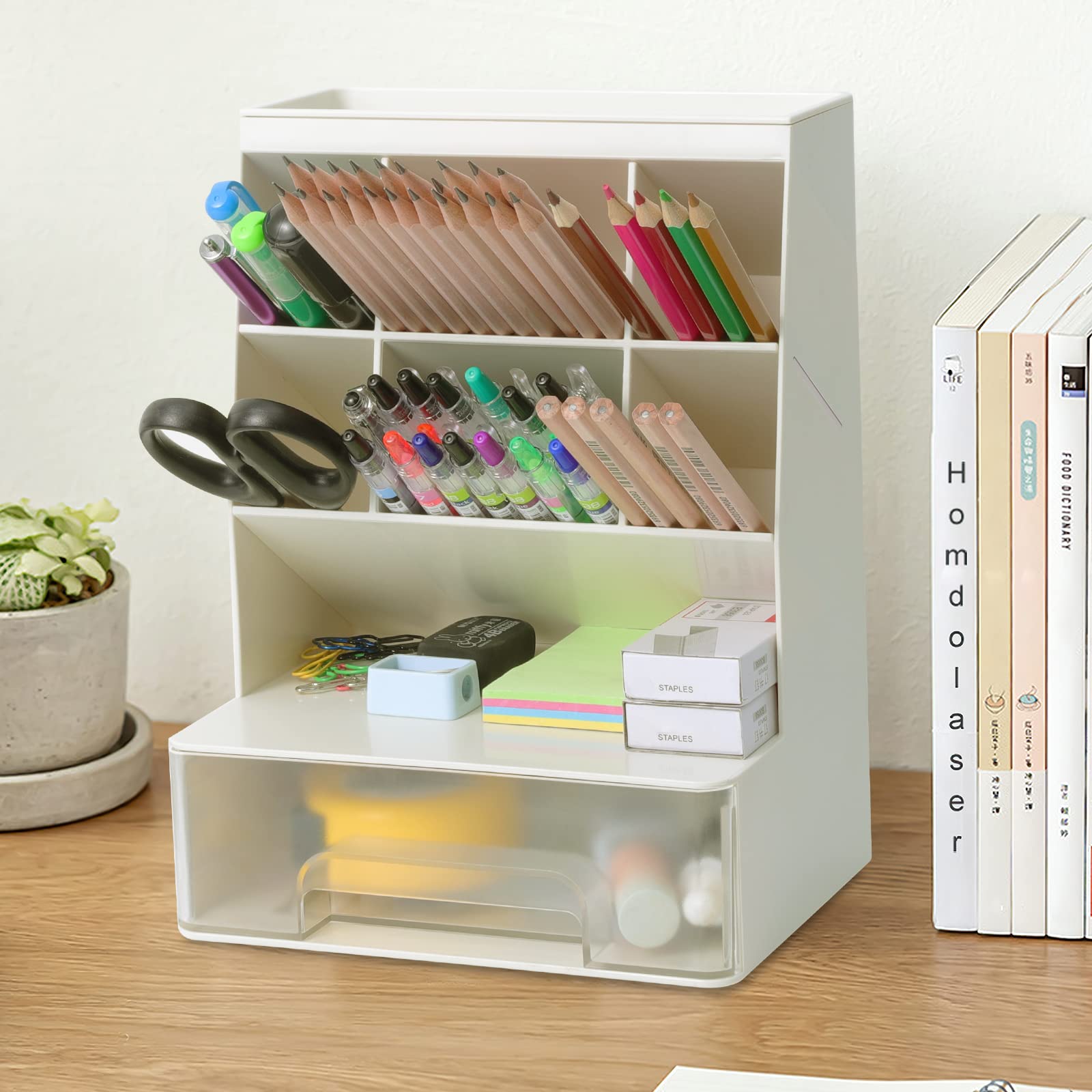 【送料無料】Homdolaser デスクオーガナイザー ペン立て 一体設計 卓上収納ボックス 分類収納 大容量 ..
