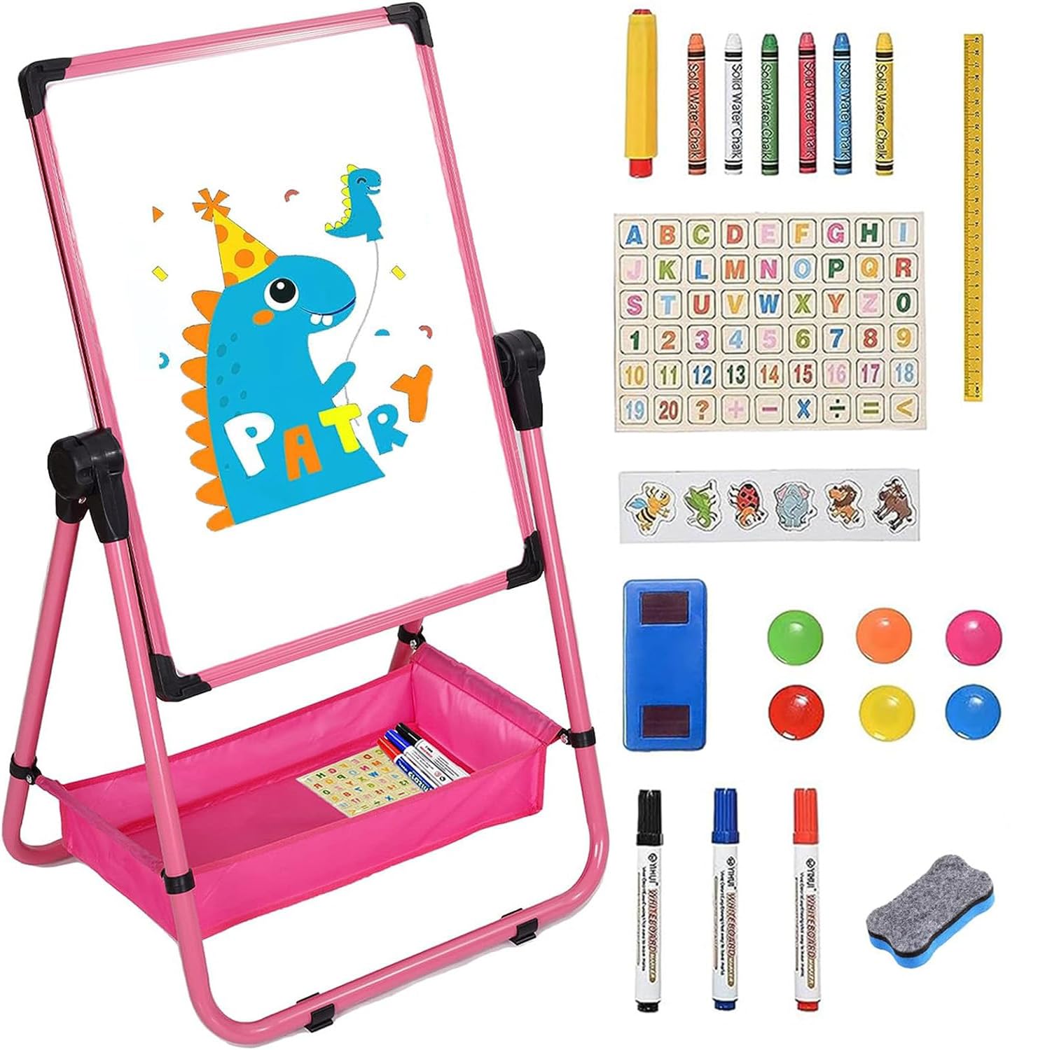 【送料無料】お絵かきボード 子供用 黒板 ホワイトボード イーゼル 鉄製 折りたたみ式収納 収納袋付き..
