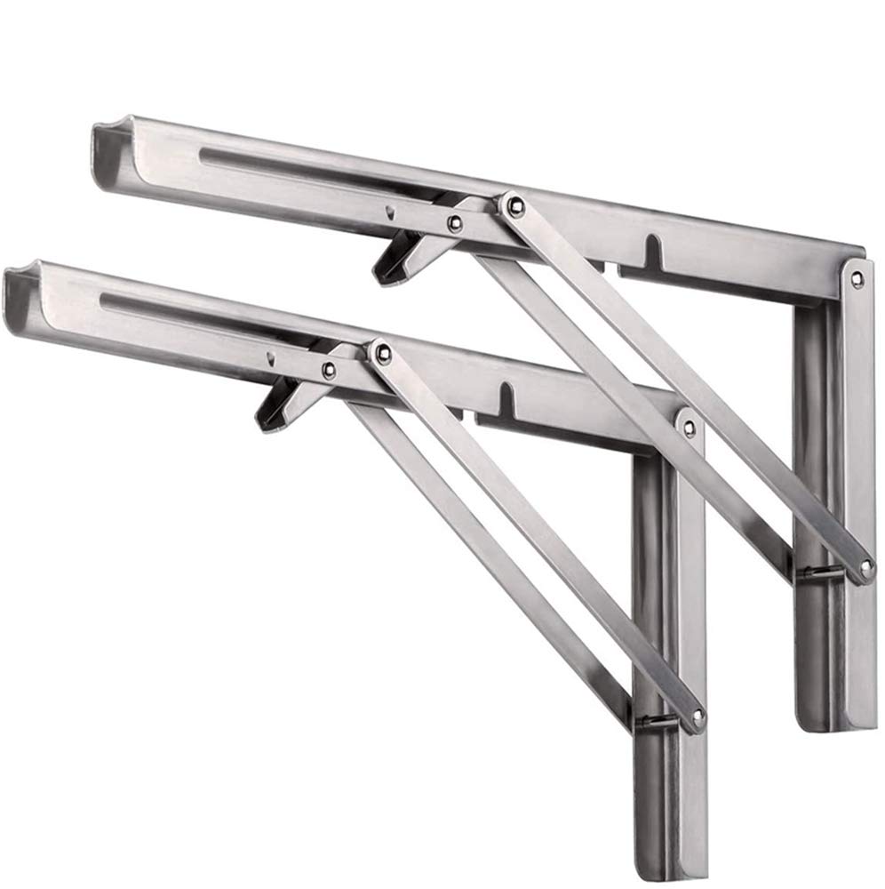 【送料無料】Homeme 棚受け金具 L字型 SUS304ステンレス鋼 2本入 耐荷重80kg 棚支え ブラケット 折りた..