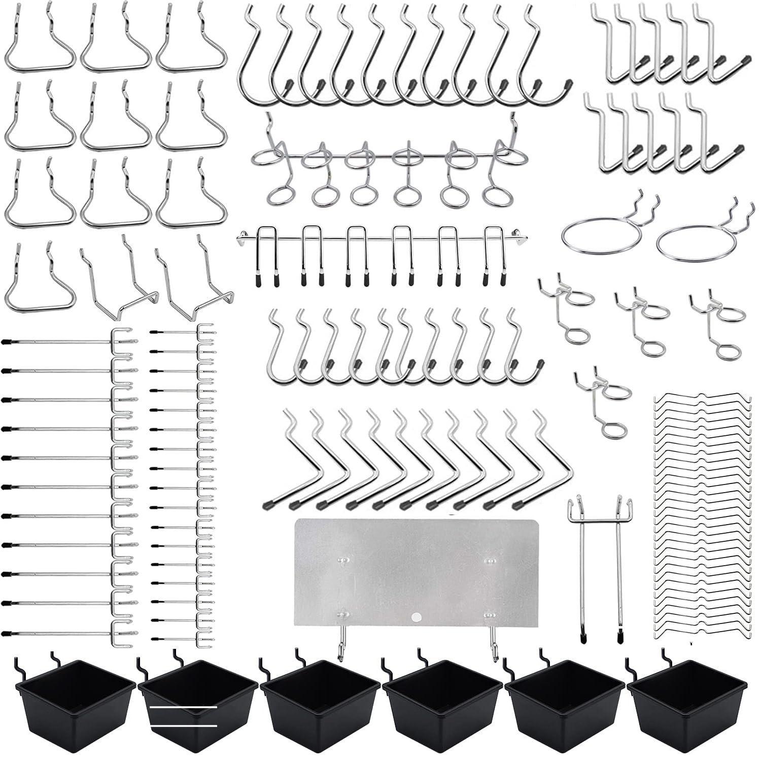 【送料無料】156個 有孔ボード パンチングボードフック 専用T型フック 有孔ボード リングフック メッシュフック ゆうこうぼーど フック 穴 ピッチ ボードフック 厚さ 1-6mm ボード 対応 穴 ピッチ25mm 穴あき ボード ペグボード プラボックス付き 吊り下げラック 固定 止