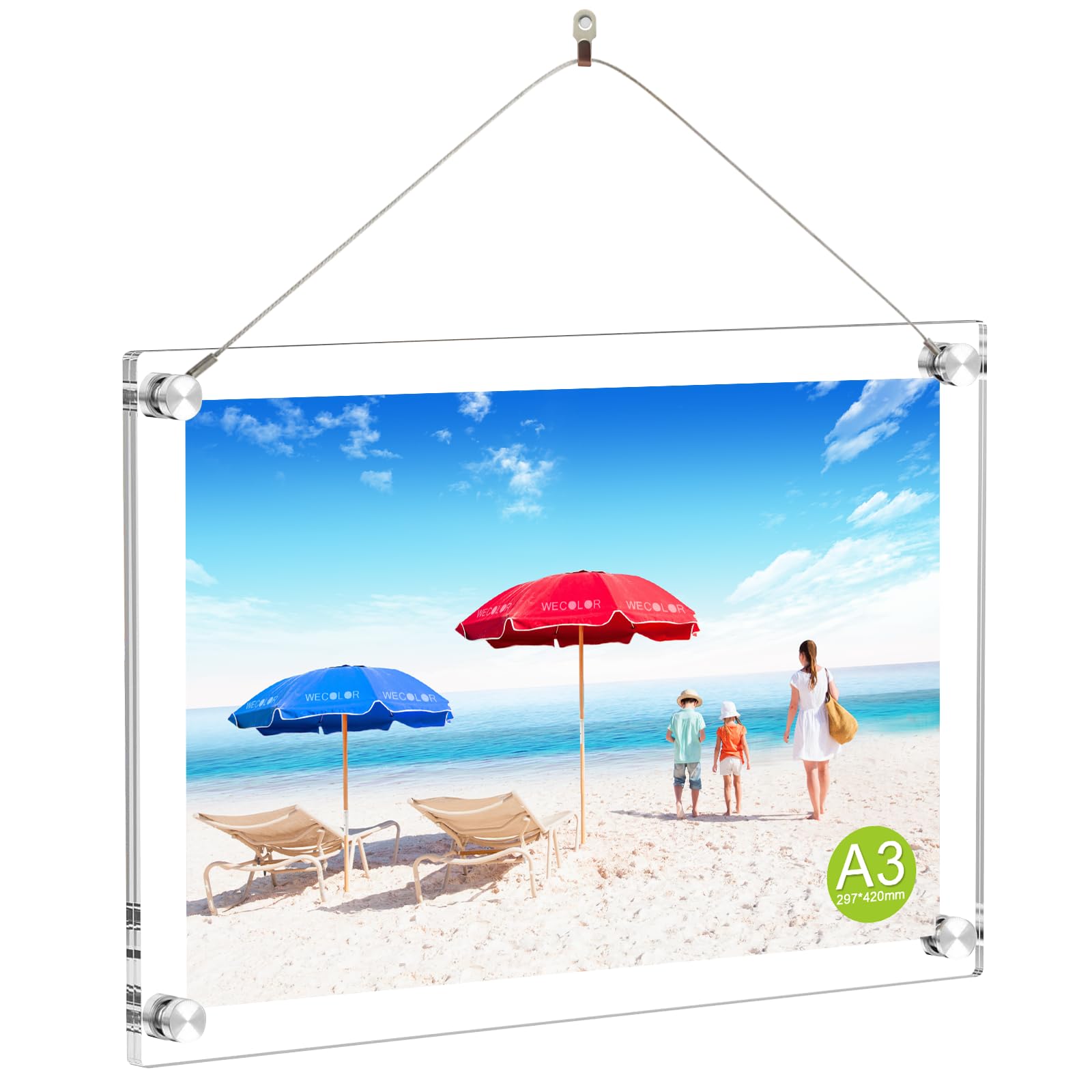 【送料無料】Wecolor アクリルフォトフレーム 写真立て A3額縁 スタンドタイプ 壁掛け 横縦置き兼用 写真フレーム 展示ピクチャー、絵画、賞状、適格請求書発行可