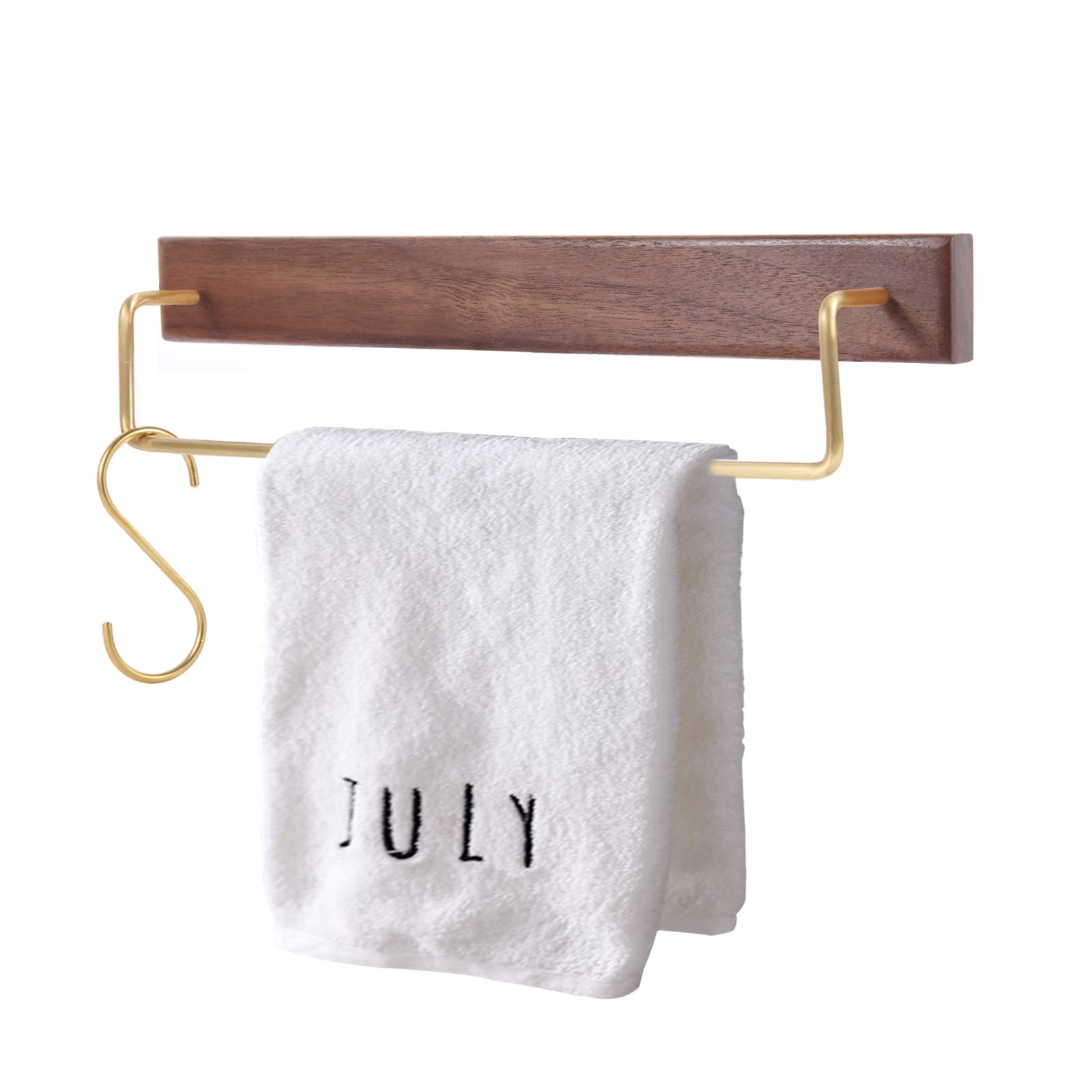 【送料無料】Sakulaya タオル掛け タオルバー タオルハンガー 天然木 真鍮 取付簡単 キッチン タオル掛..