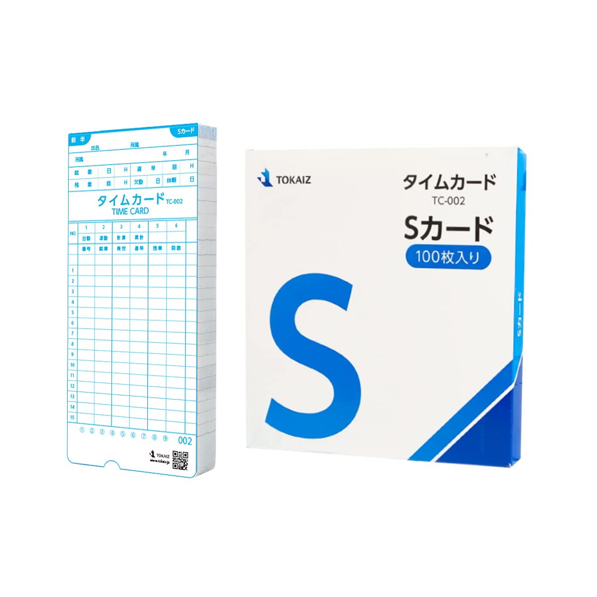 【送料無料】TOKAIZ Sカード TC-002 100枚入り 集計機能対応 カード 番号001〜100 タイムカード タイム..