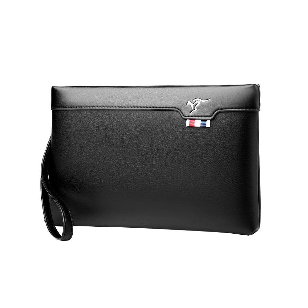 【送料無料】Whatna 2way革 メンズ クラッチ バッグ B5 6枚カード収納 小銭入 ビジネス カジュアル フォーマル 冠婚葬祭 結婚式 二次会 披露宴バッグ 黒 (525#-黒)