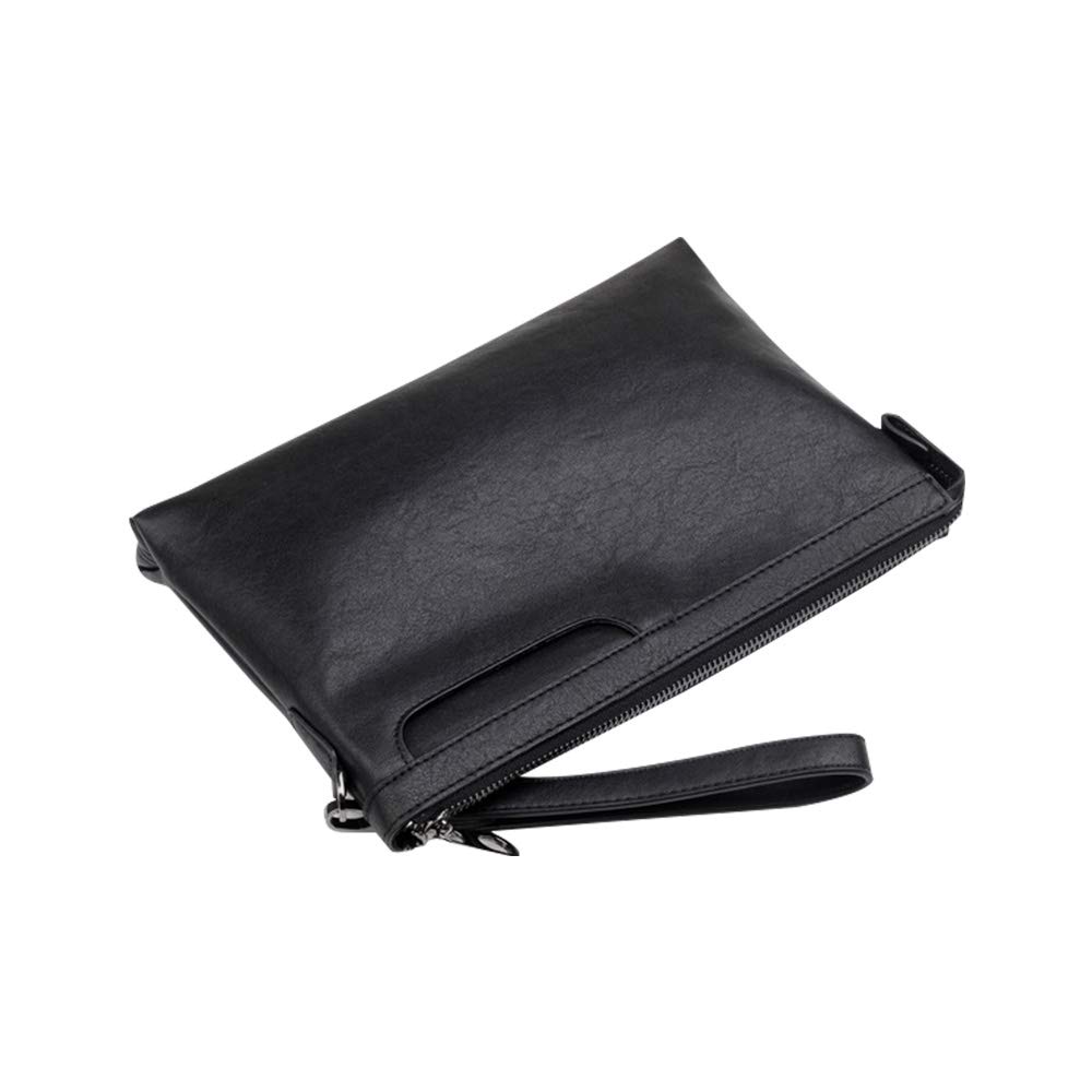 【送料無料】[Whatna] 2way革 セカンドバッグ メンズ クラッチ バッグ B5 9.7インチのipad収納可 8枚カード収納 小銭入 カジュアル フォーマル 冠婚葬祭 結婚式 バッグ紳士用 男性用 黒 (89514-B5-3090黒)