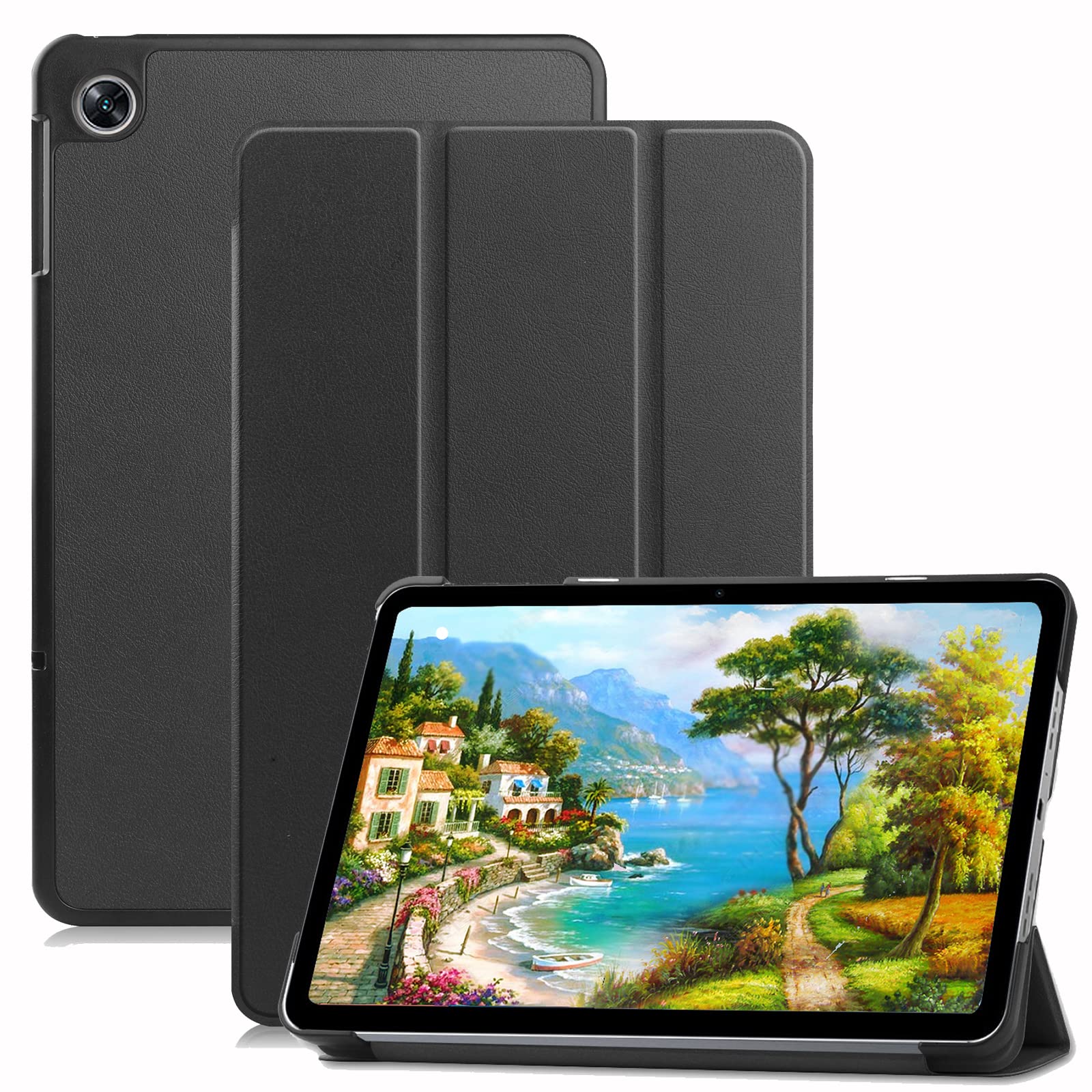 【送料無料】RuiMi FOR OPPO Pad Air 専用ケース タブレットカバー スタンド機能 三つ折り 折り畳み 衝撃吸収 耐衝撃 オートスリープ機能 FOR OPPO Pad Air 保護ケース (ブラック)