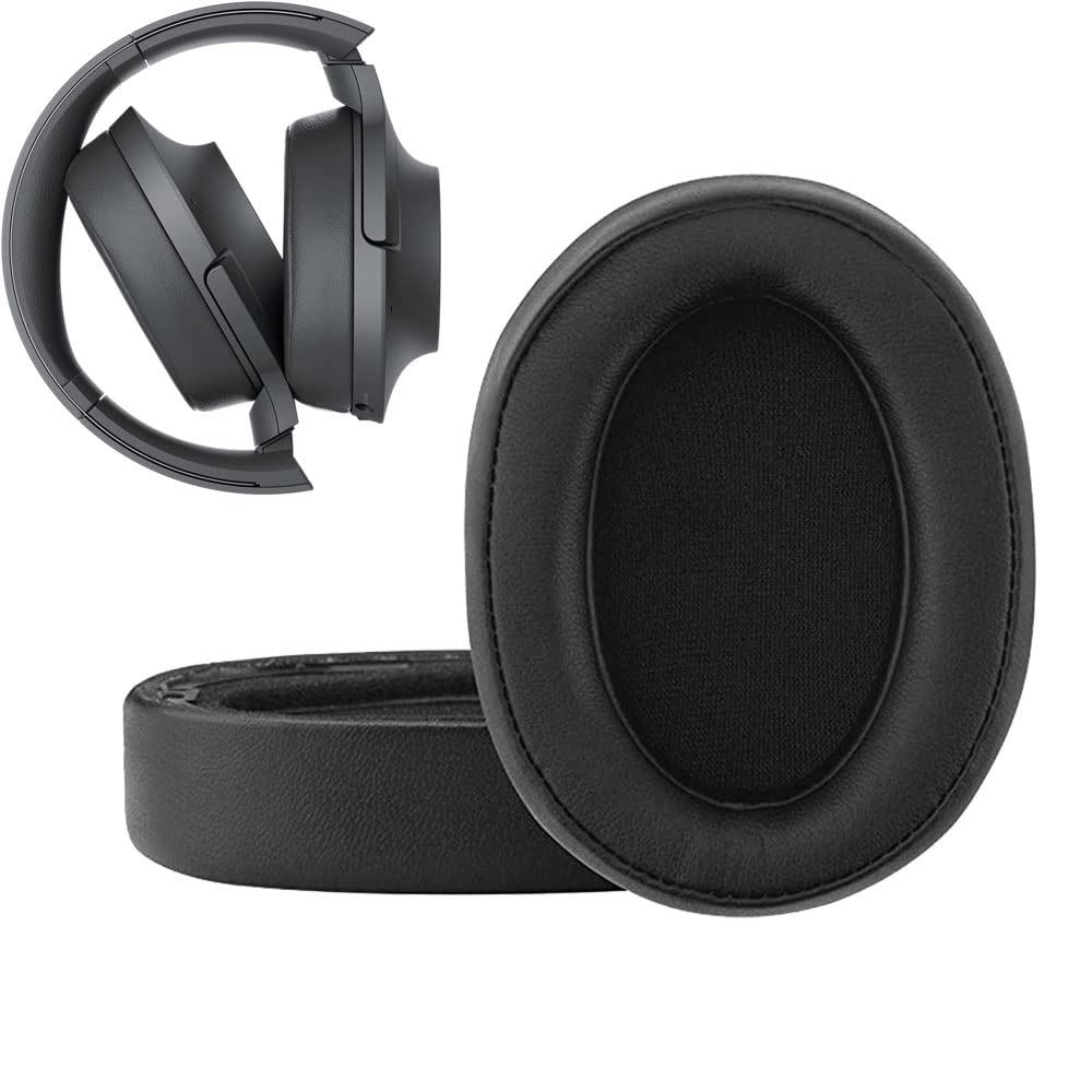 【送料無料】イヤーパッド FOR SONY MDR-100ABN WH-H900N に対応 交換 用 ヘッドホンパッド 防止音漏れ防止 1組 なんしつ 高密度フォームRuiMi（ブラック）