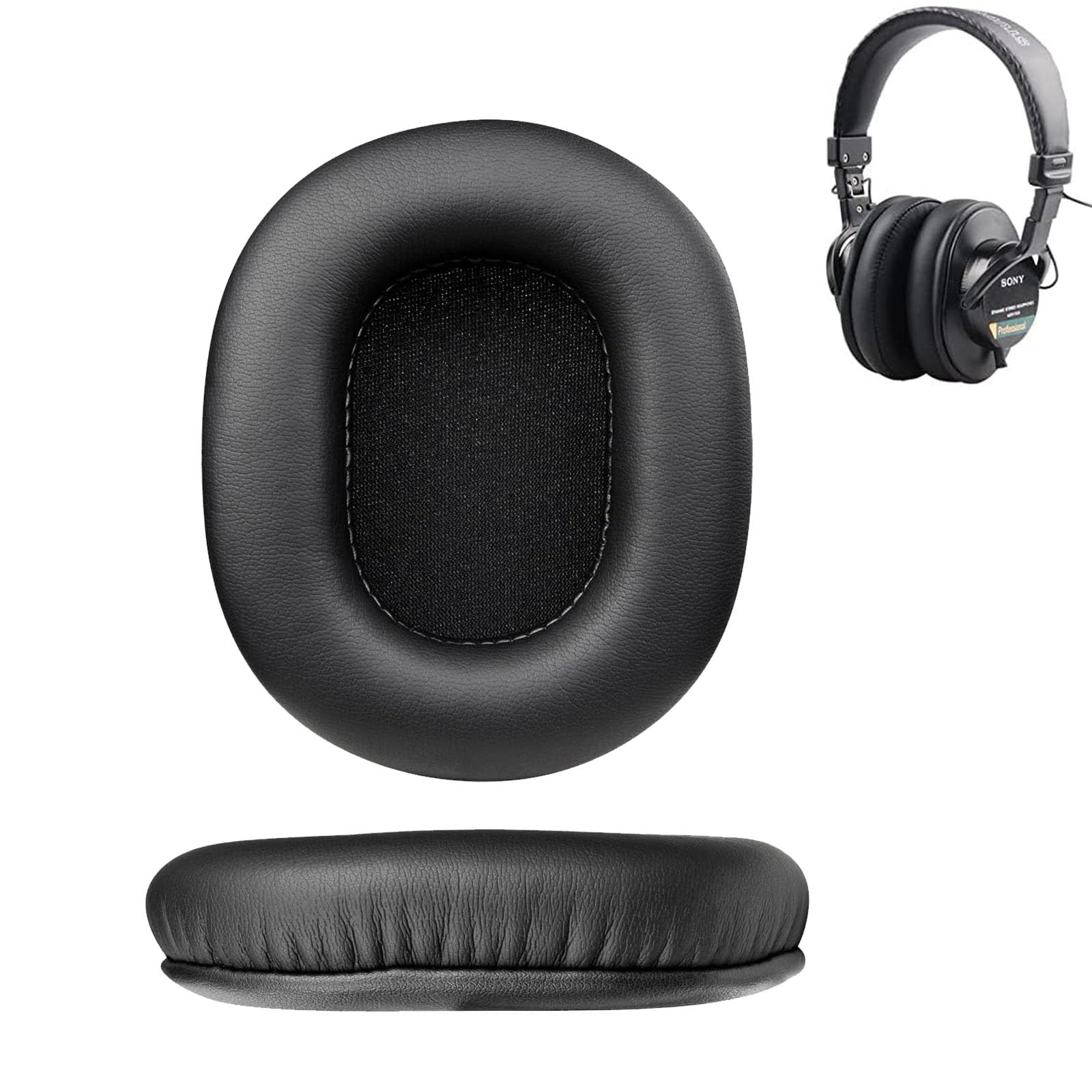 【送料無料】イヤーパッド For SONY MDR-7506/MDR-7510/MDR-7520/MDR-V6/MDR-V7/MDR-CD900ST に対応 交換 用 ヘッドホンパッド 防止音漏れ防止 1組 なんしつ 高密度フォームRuiMi（プロテインレザー/ブラック）