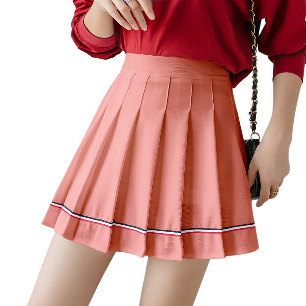 【送料無料】[Euyqs] ミニスカート プリーツスカート スクールスカート (S, ピンク)