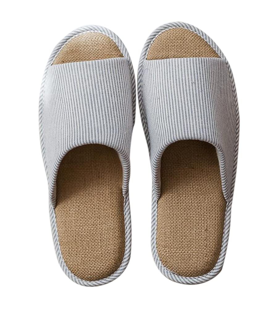 【送料無料】[Euyqs] ルームシューズ 綿麻 スリッパ 春夏用前開き室内履き軽音軽量滑り止め 来客用 (ブルー, measurement_26_point_5_centimeters)