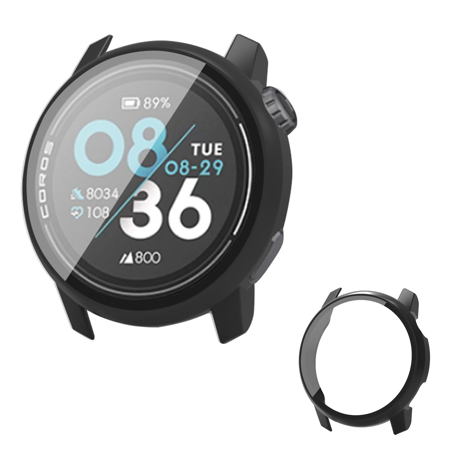 【送料無料】COROS PACE 3 用 ケース カバー ガラスフイルム一体型ケース 【NOUKAJU】 ケース 保護フィルム 一体 保護ケース PC+強化ガラスフ 保護 カバー 一体型 全面保護 超薄型 装着簡単 耐衝撃 高透過率 カバー 衝撃吸収 防塵 (ブラック)