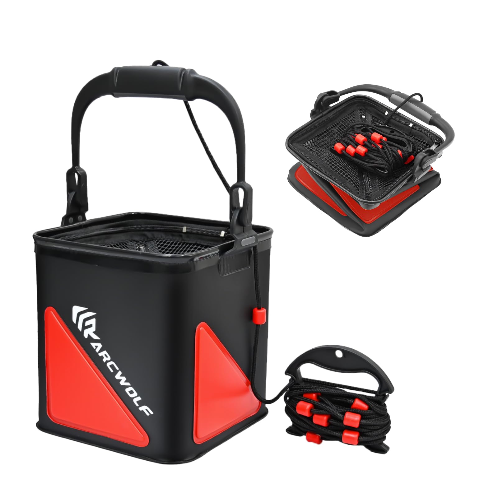 【送料無料】ARCWOLF 釣り バッカン 魚護桶 ポータブル水汲み兼用 ビーズ付き ロープ 折りたたみ EVA素材 持ち運び便利 釣り/洗車/園芸用