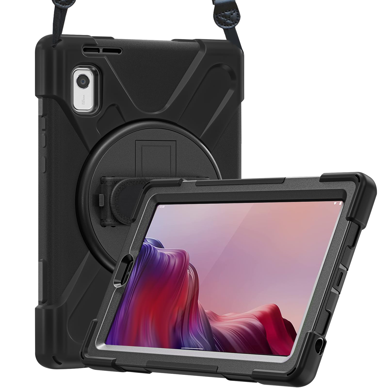 【送料無料】ProCase レノボ Tab M9/NEC LAVIE Tab T9 9インチ 2023発売 肩掛け式ケース 360°回転スタンド ショルダーストラップ付き 対応機種：Lenovo Tab M9 2023発売（ZAC30178JP ZAC30157JP ZAC50029JP）/NEC LAVIE Tab T9 2023発売(T0975/GAS、TAB09/H01、TAB09/H