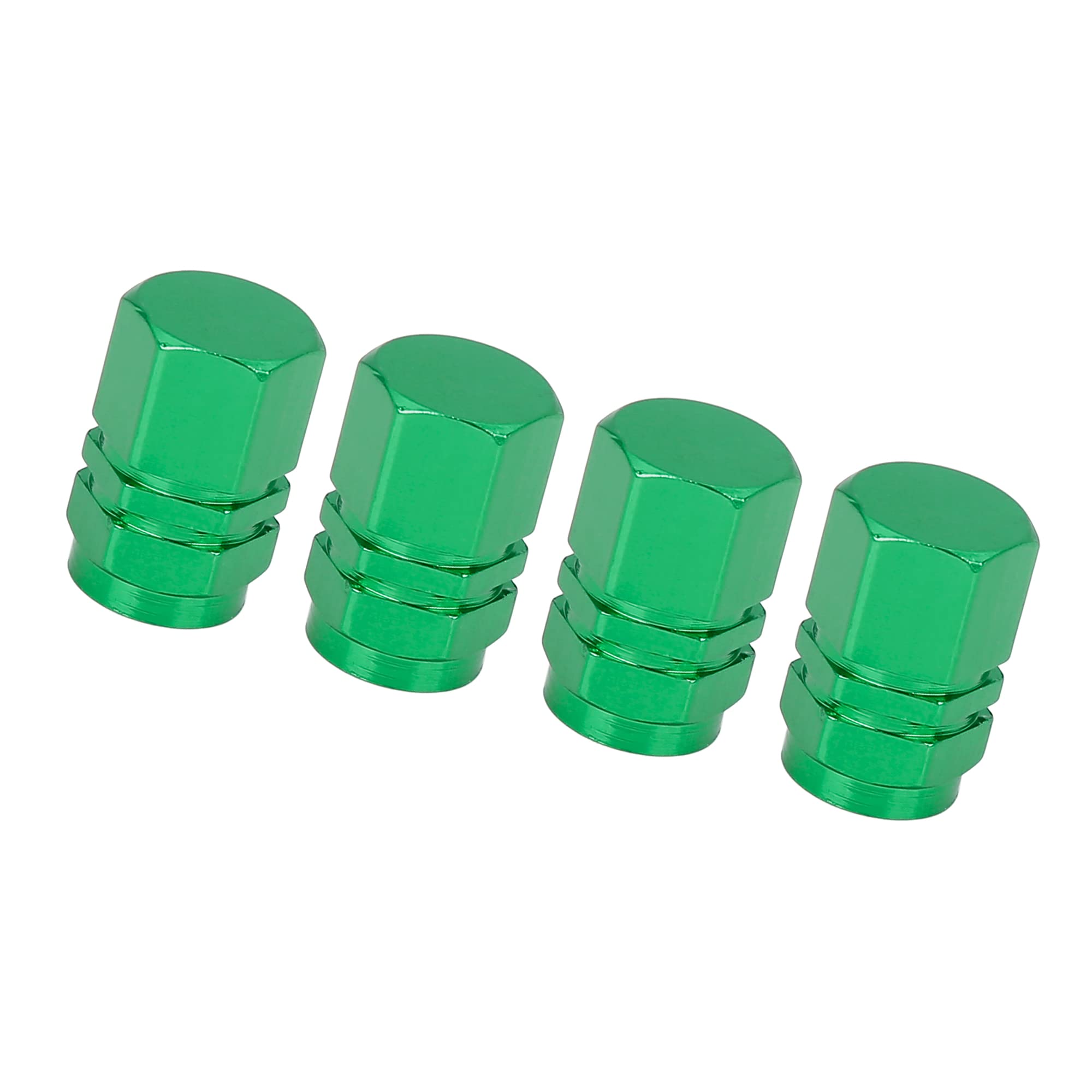 【送料無料】ACROPIX 車タイヤステムバルブキャップ タイヤキャップ ホイールバルブカバー タイヤキャップ 六角形 防塵 アルミニウム合金 グリーン 4個
