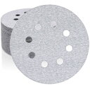 【送料無料】HWXINIE サンダーペーパー 125mm 丸型 サンディングディスク #600番 50枚入 マジック式 ディスクペーパー 8穴 サンディングペー...