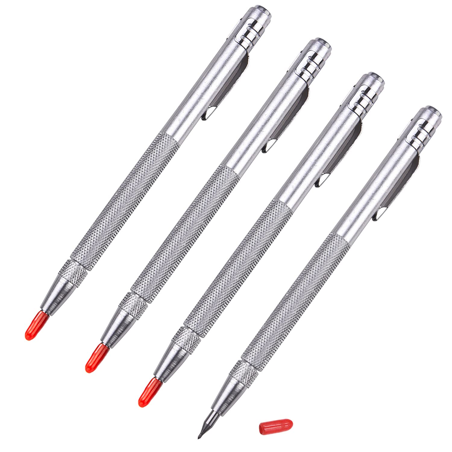 【送料無料】KIMLONTON 4本セットガラス切り工具 超硬チップ付 ペンケガキ針 ペンカッター ガラス切断..