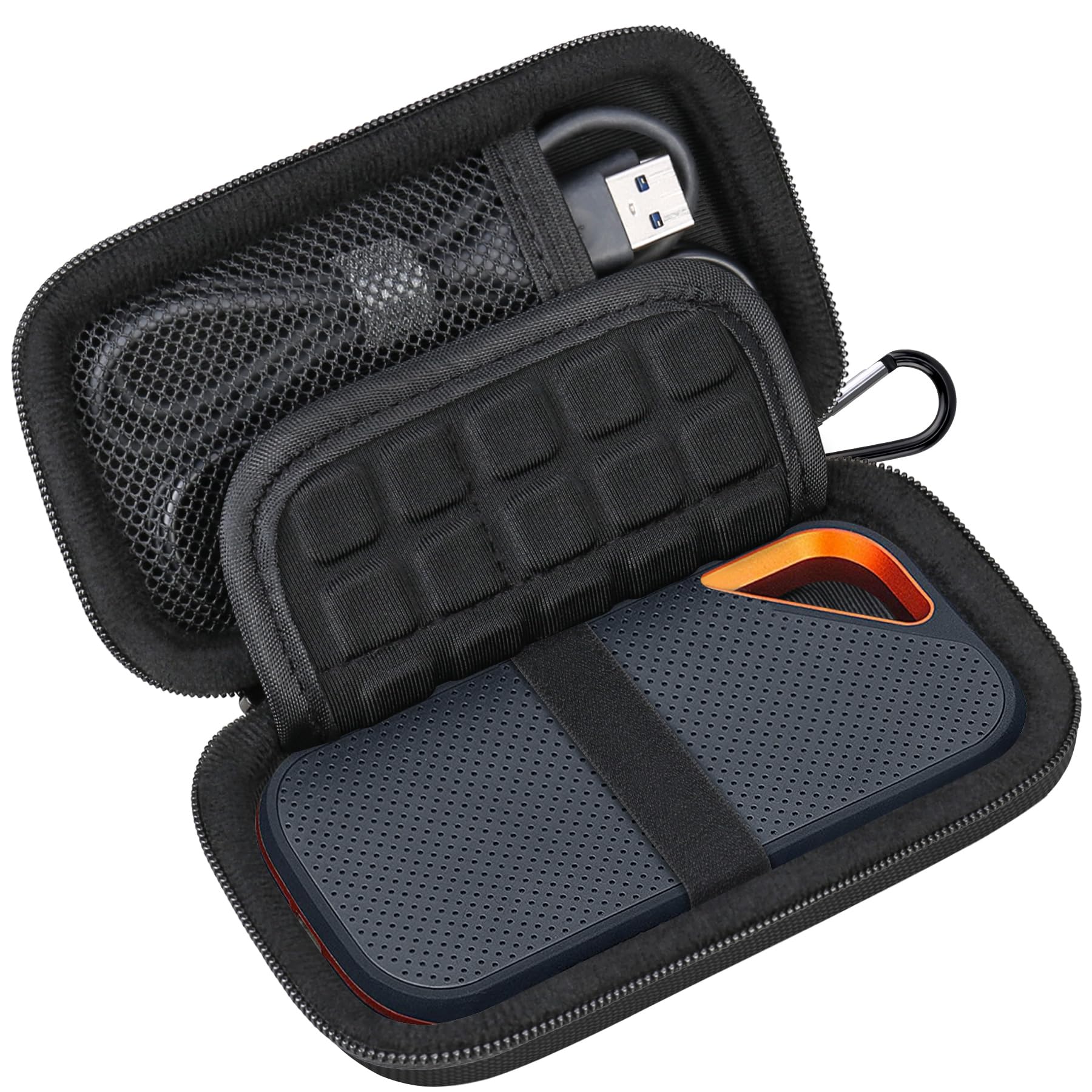 【送料無料】Lacdo ハード キャリング ケース 用 サンディスク エクストリーム プロ/サンディスク エクストリーム ポータブル外付けSSD 500GB 1TB 2TB 4TB USB-C ソリッドステートドライブ EVA 耐衝撃 撥水 保護収納 トラベルバッグ、 黒+黒