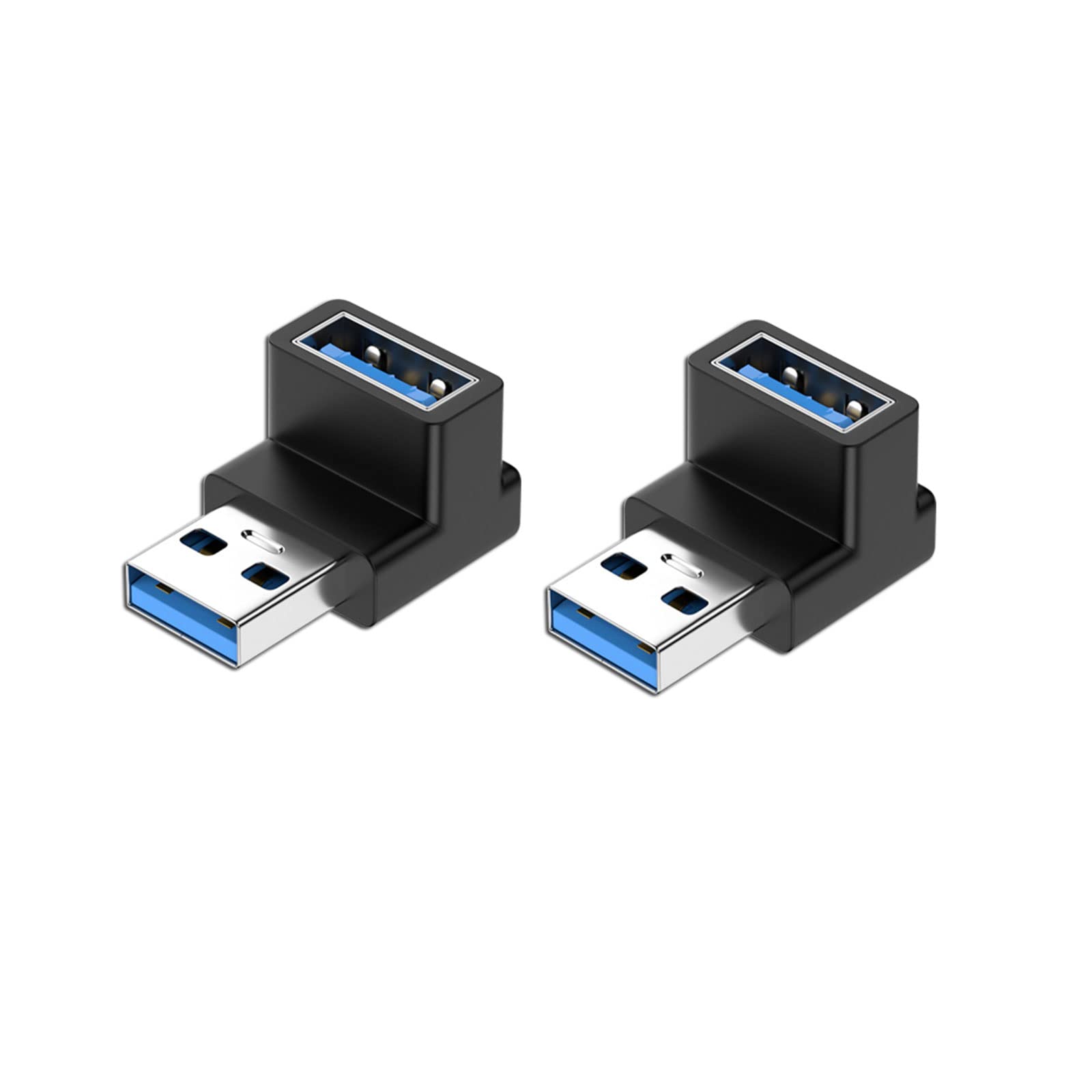 【送料無料】YFFSFDC USB 3.0 アダプタ L型 アダプタ 2個セット USB 直角変換 USB Type A L字型変換アダプタ 小型 軽量 タイプA オス メス 10Gbps 高速データ伝送アダプタ 延長電源データ ビデオアダプター 90度上向きタイプ