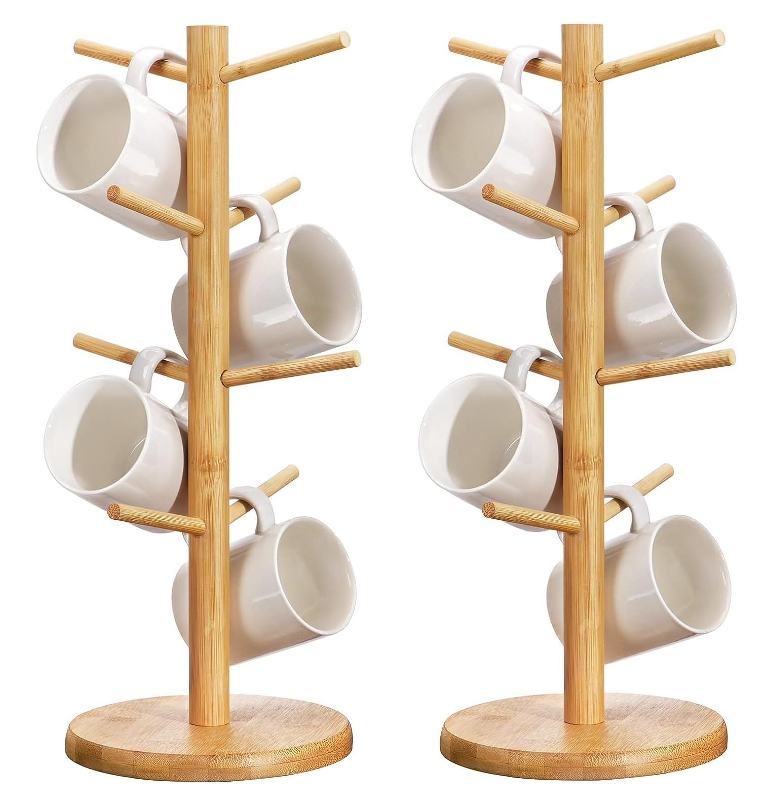 【送料無料】siawadeky カップスタンド 2個セット 収納ラックツリー 竹製 樹形 カップ収納 カップラッ..
