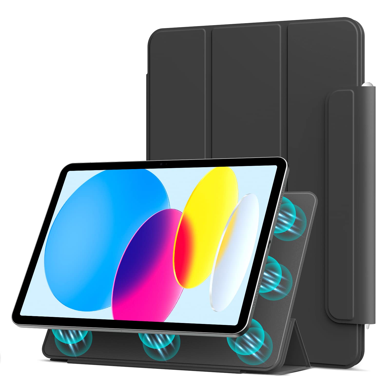 【送料無料】Aoub iPad (A16) 11世代 第10世代 ケース (2025/2022) 11/10.9インチ マグネット 磁気吸着 オートスリープ/ウェイク対応 Pencilペン収納 スリム 手触り快適 カバー ブラック(2)