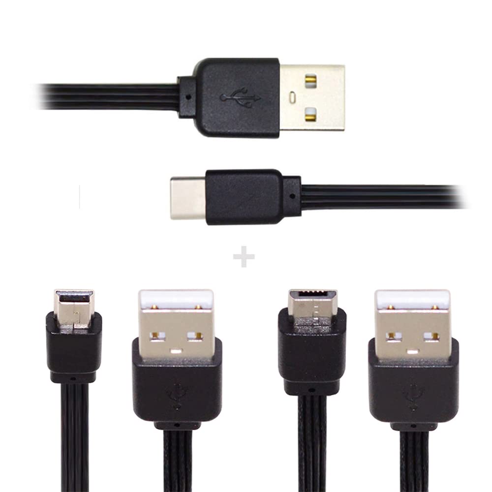 【送料無料】NFHK 3本/ロット 13cm USB 2.0 Type-A - Mini Micro USB Type-C オス データ フラット スリム FPC ケーブル FPV ディスク 電話用