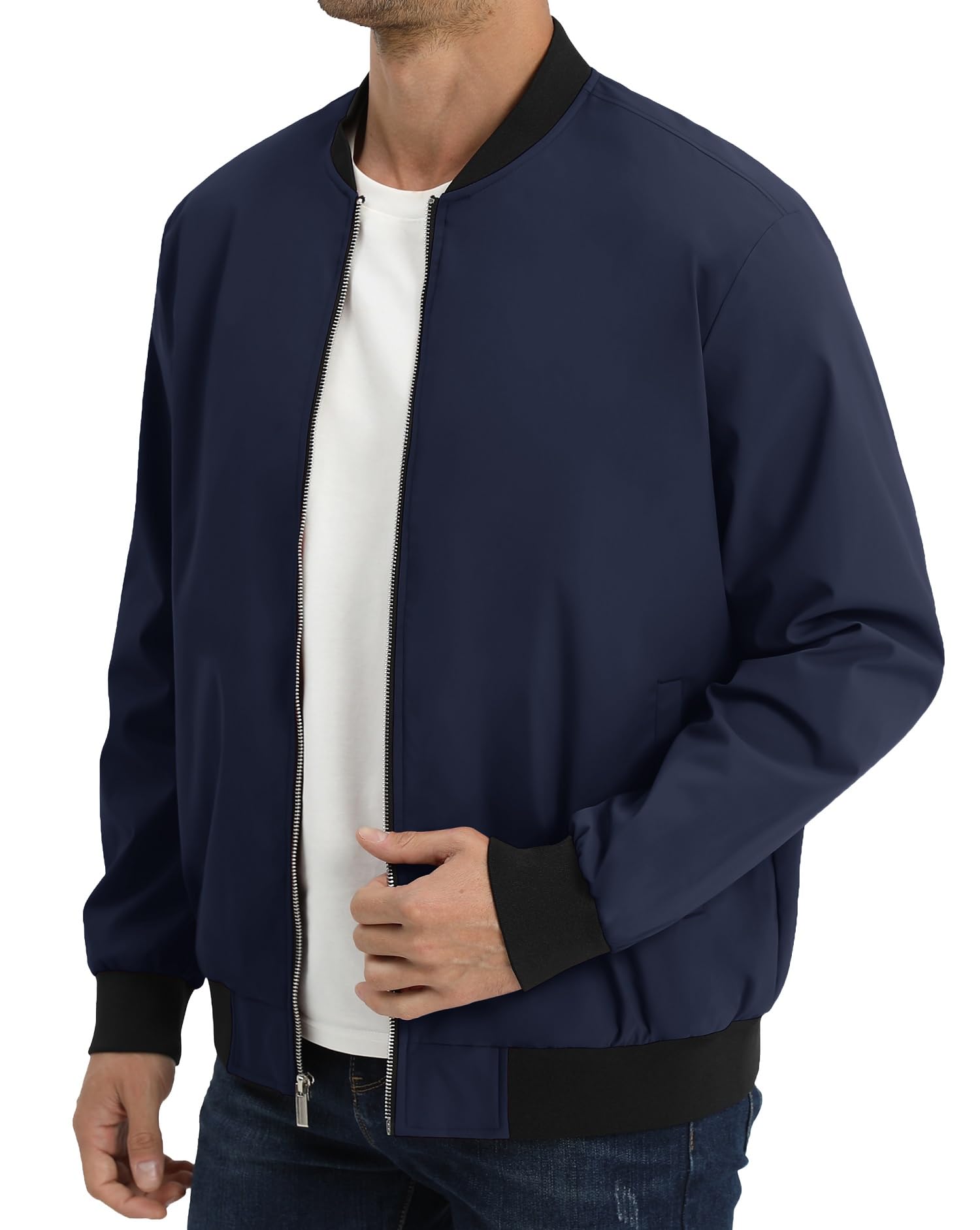 【送料無料】[KEFITEVD] アウター 薄手 メンズ ジャケット ジャンパー ゴルフ ライトジャケット アウトドア 春秋冬 ネイビー M