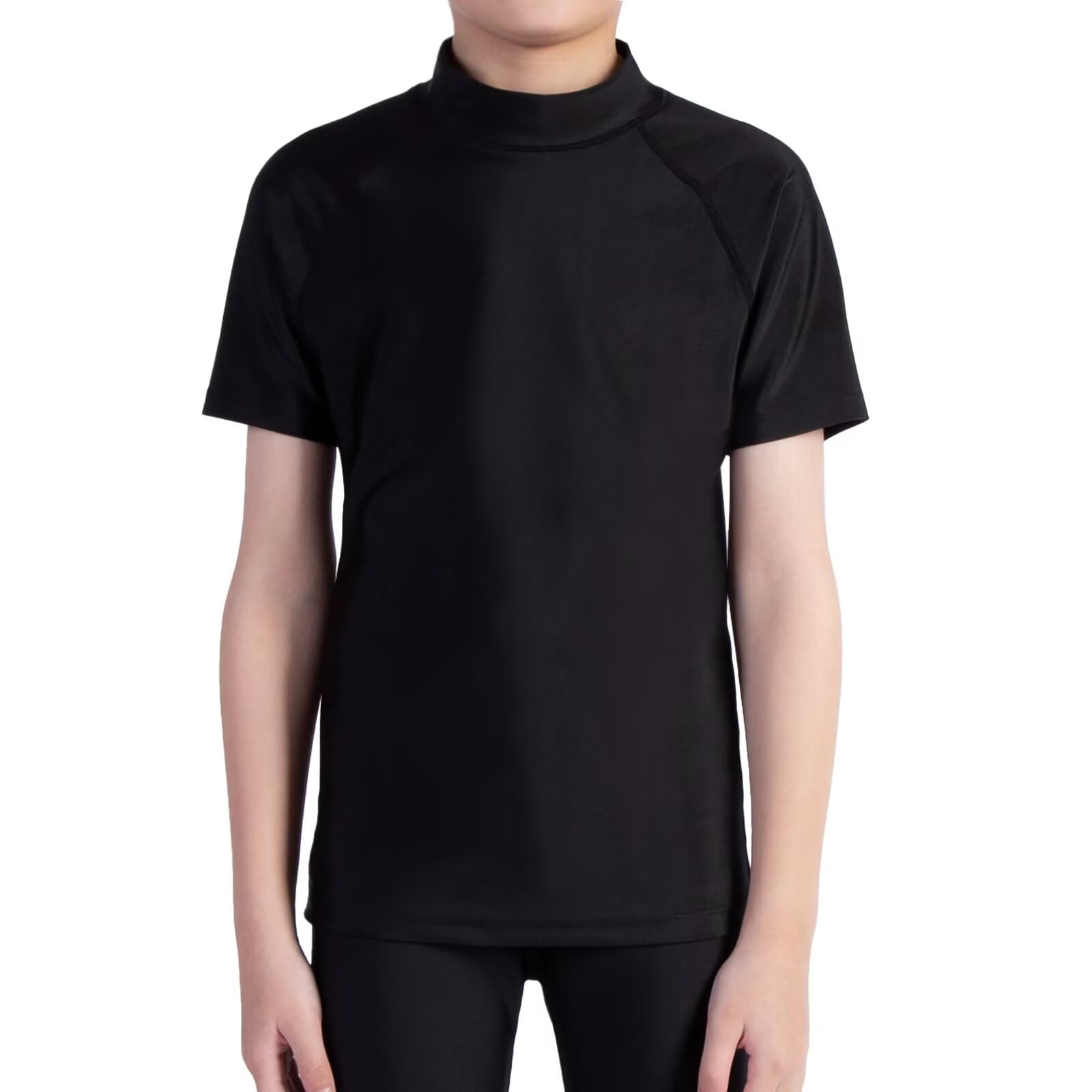 【送料無料】[Sillictor] ラッシュガード キッズ スクール 水着 半袖 ラッシュ tシャツ 子供 学校 水陸両用 スイムウェア スポーツ 小学生 中学生 スイム 男女兼用 [UVカット・冷感速乾] yc112blk-blk-120