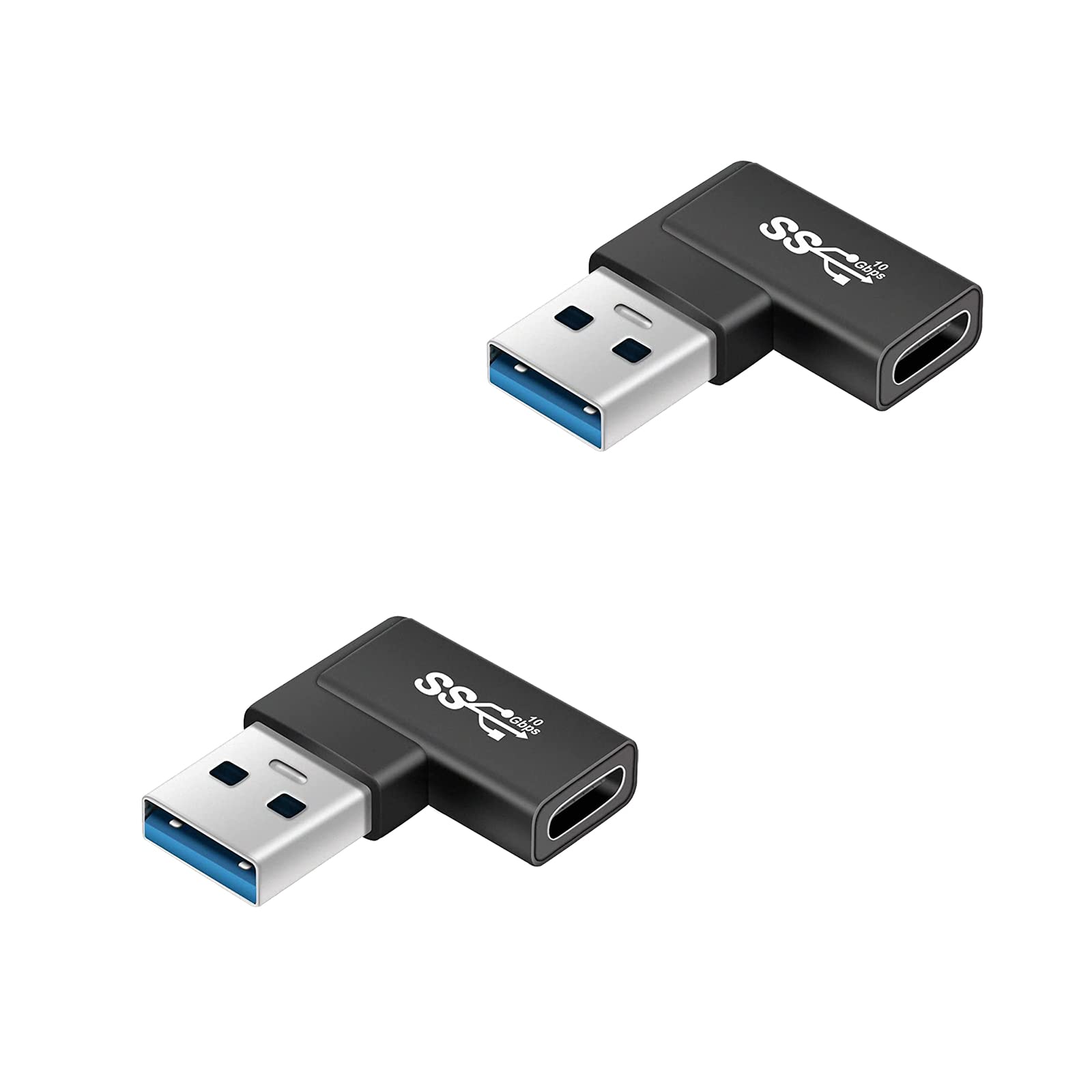 【送料無料】USB Type C(メス) to USB 3.0(オス) 変換アダプタ L型 (2個セット) Suptopwxm USB3.1 10Gbps 高速データ伝送 Xperia/iphone/iPad/MacBook/Surface 変換アダプタ 急速充電 小型 軽量 高耐久 合金製 ラップトップ、PC、充電器等対応