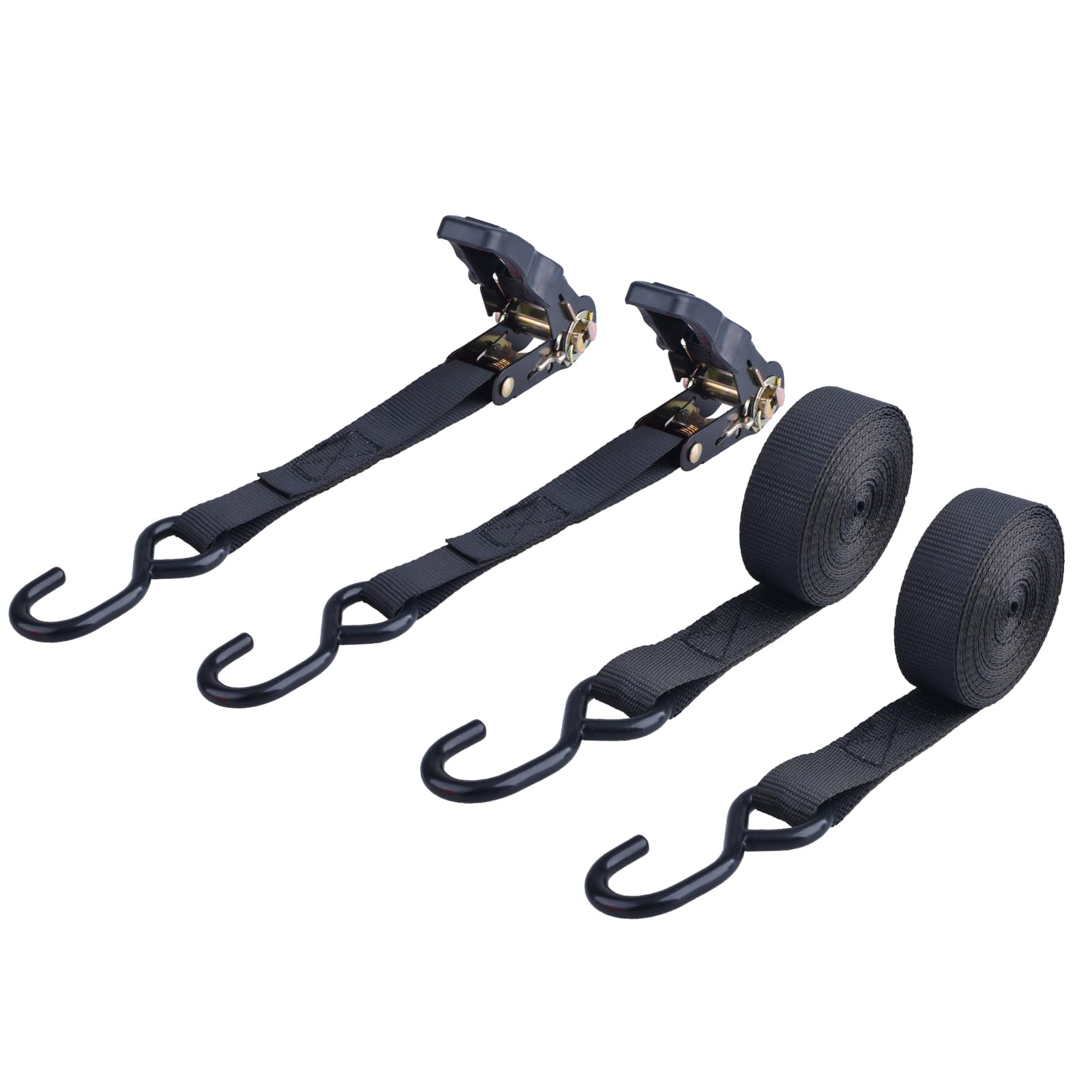 【送料無料】Azarxis 荷締めベルト ラチェット式ベルト 5m 荷締機 固定ベルト ラチェット ラッシングベルト 荷締め タイダウンベルト 固定バンド 荷物ベルト バイク 荷台 荷物崩れ防止 引っ越し 運搬 破断荷重800kg 幅25mm 2パックセット (5m, ブラック)