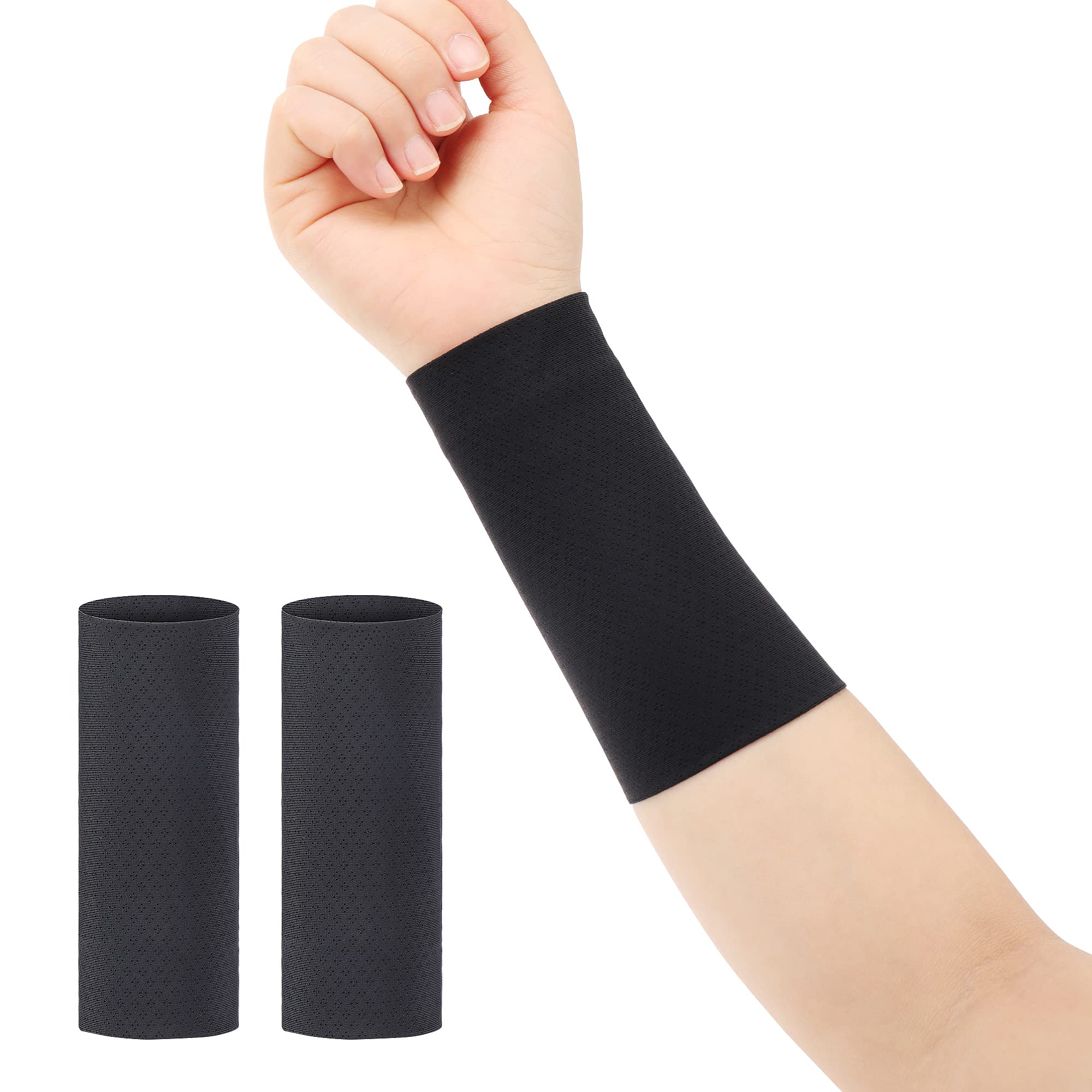 【送料無料】MIAODAM リストバンド 薄手 野球 ロング 冷感 夏用 アイスバンド 冷却バンド 通気性あり 伸縮性あり 吸汗速乾 おしゃれ (12cm, ブラック)