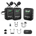 【送料無料】MOMAN C2X ワイヤレスマイクシステム, 操作簡単 長距離でも安定伝送 音量調節 音声モニタリング 液晶付き 一眼レフ、スマホ、カメラ対応外付けマイク 二人トーク セミナー講座 YouTube動画撮影用ワイアレスピンマイク, ワイヤレス-マイクロフォン‐ピンマイ