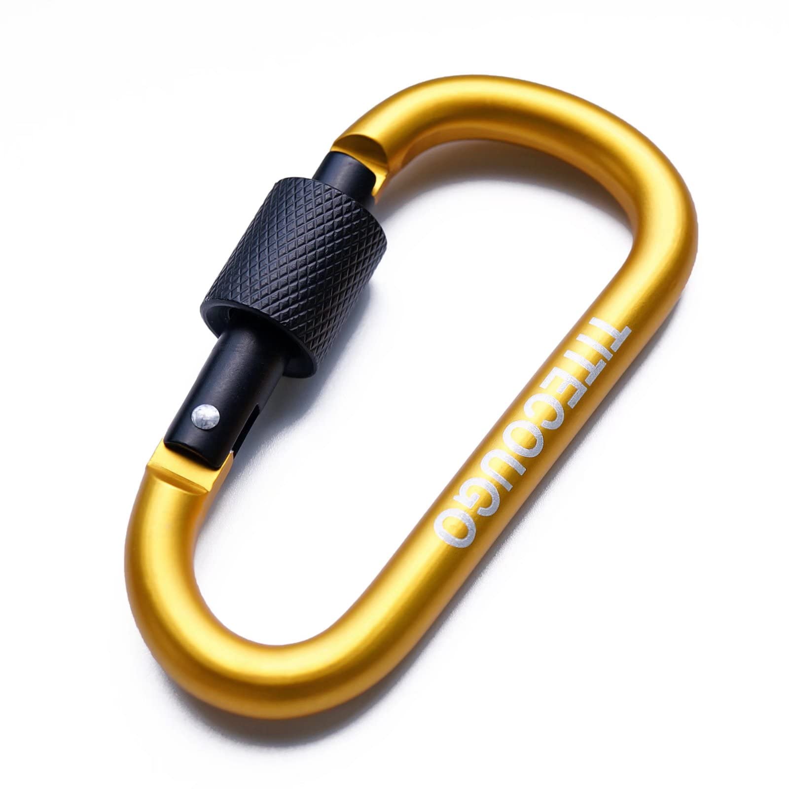 【送料無料】TITECOUGO アウトドア カラビナ おしゃれ 登山 小型 アルミ Dフック 頑丈 ネジロック バンジーコード ブランコ ハンモックテント キャンプ 用品 キーホルダー 釣り ハイキング ペット karabina イエロー 2個