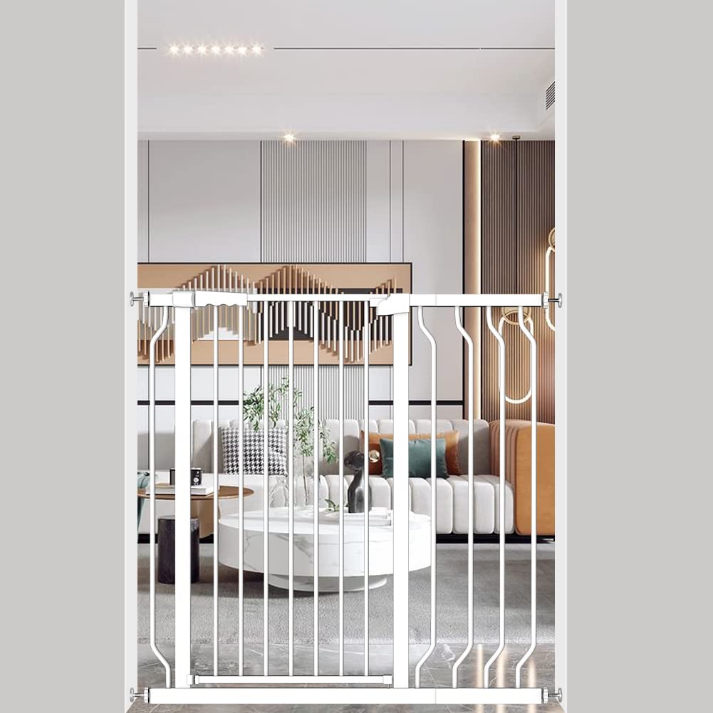 【送料無料】Seogva ベビーゲート ハイタイプ 高さ103cm 拡張フレーム付き 自動ロック 高さ100cm以上つっぱり式 穴開け不要 前後90度開閉 セーフティー安全ゲート 扉開閉式 二重ロック ブラック ホワイト 設置幅75cm-216cm