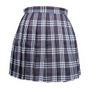 【送料無料】Blostirno プリーツスカート チェック柄 ミニ スクールスカート ハイウェスト ひざ丈 制服 女子高校生 ブルー(JP0061BL-XXL)
