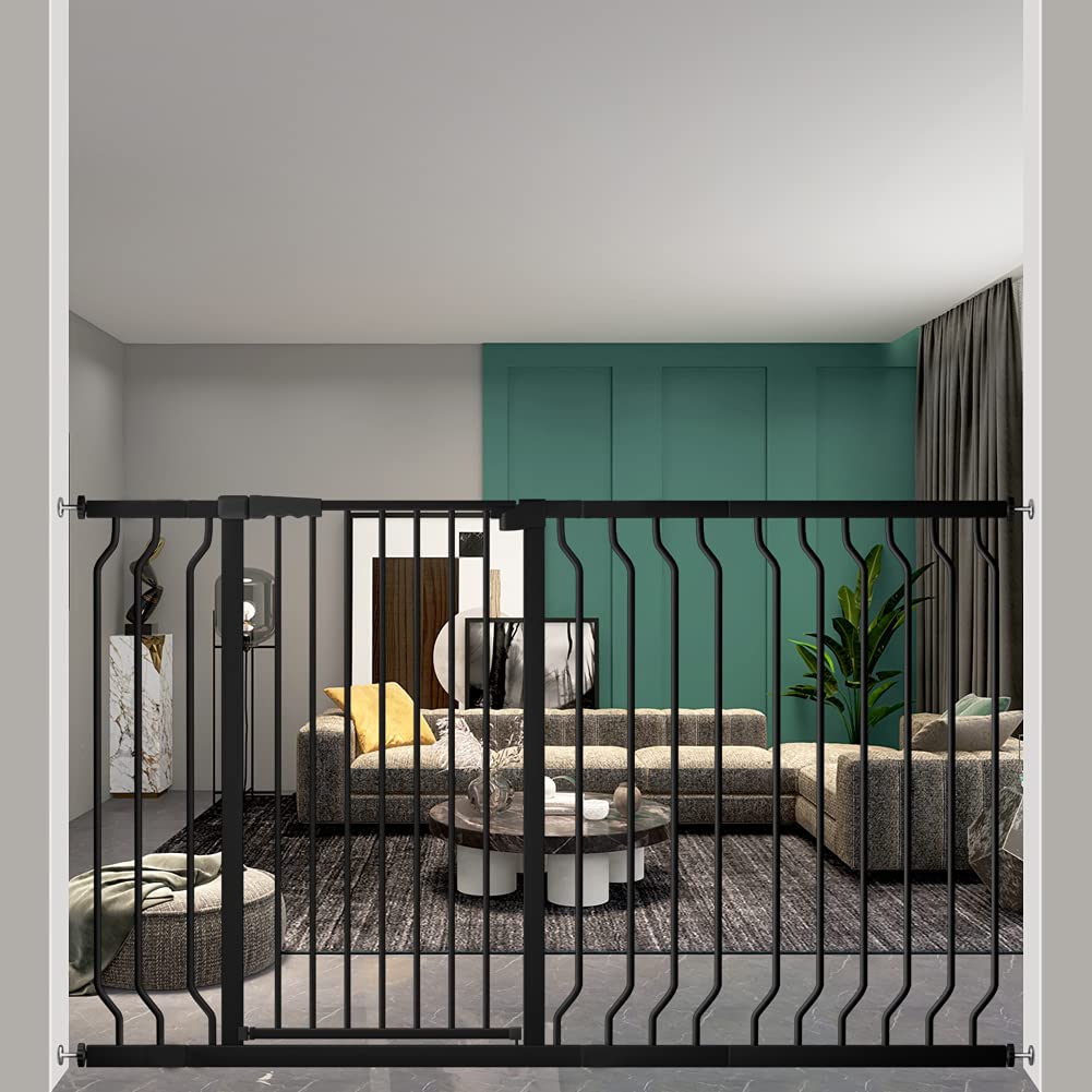 【送料無料】Seogva ベビーゲート ハイタイプ 高さ103cm 拡張フレーム付き 自動ロック 高さ100cm以上つっぱり式 穴開け不要 前後90度開閉 セーフティー安全ゲート 扉開閉式 二重ロック ブラック ホワイト 設置幅75cm-216cm